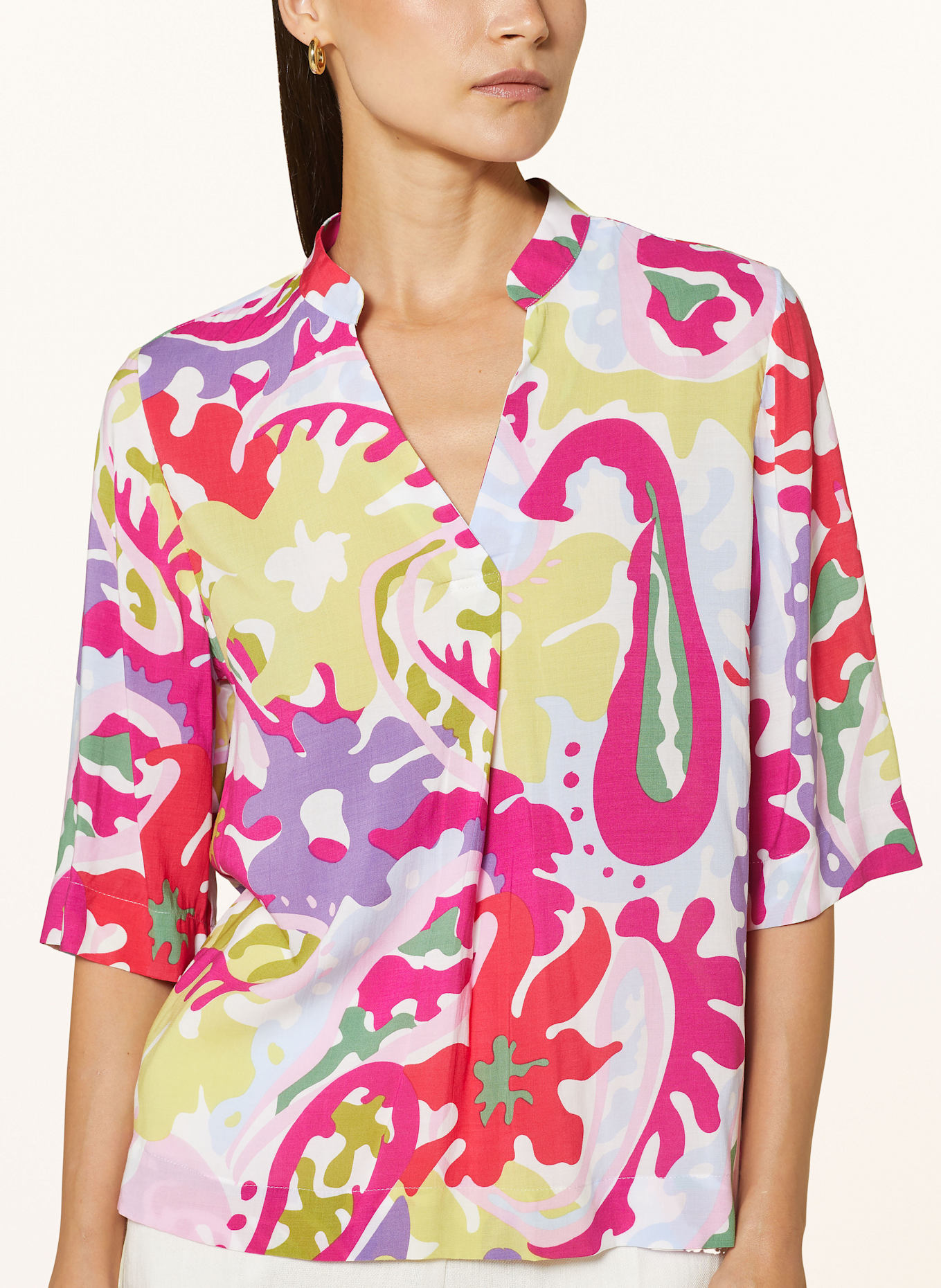 ETERNA Shirt blouse: WHITE/ LIGHT BLUE/ FUCHSIA