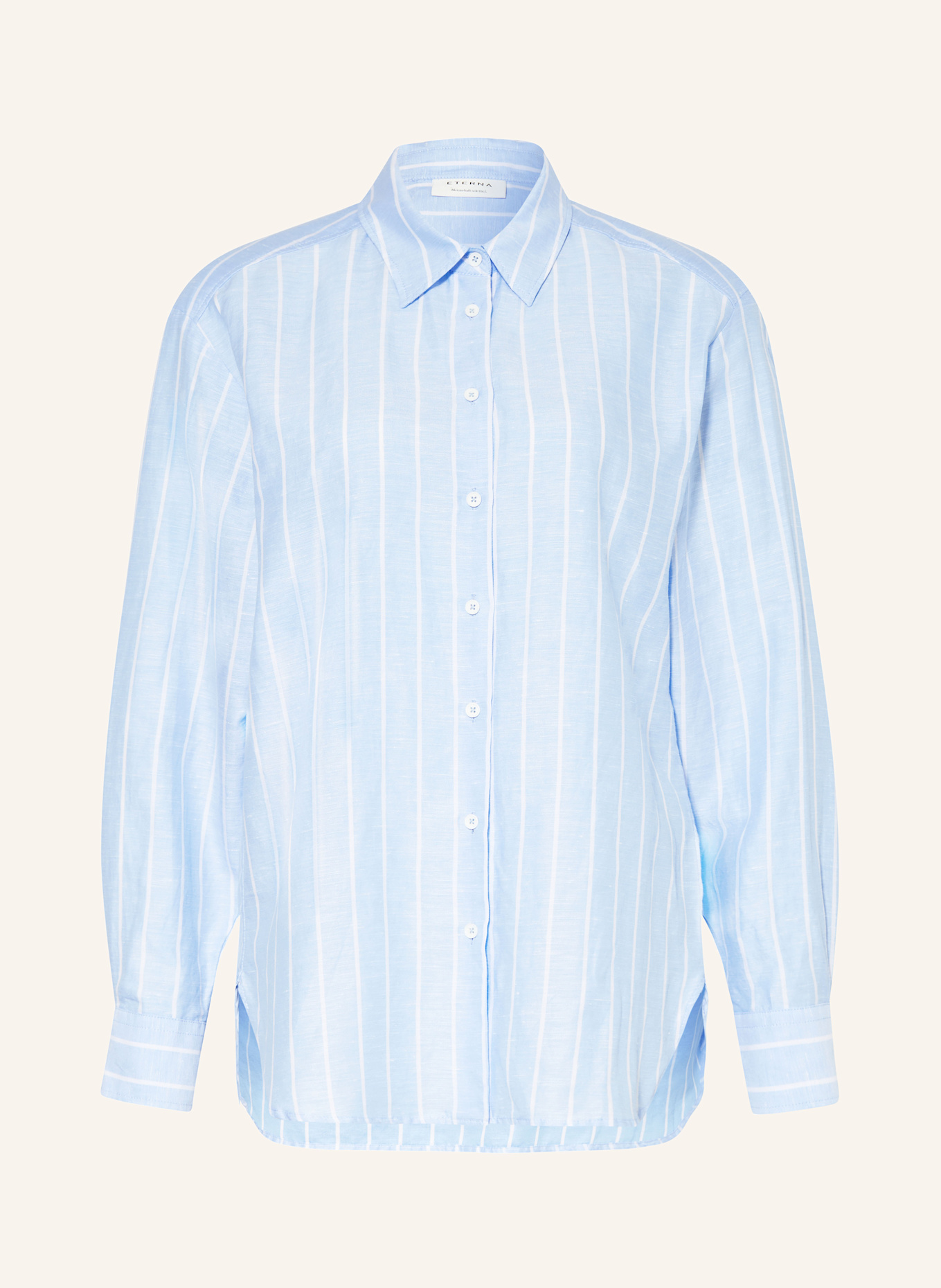 ETERNA Shirt blouse with linen: LIGHT BLUE/ WHITE