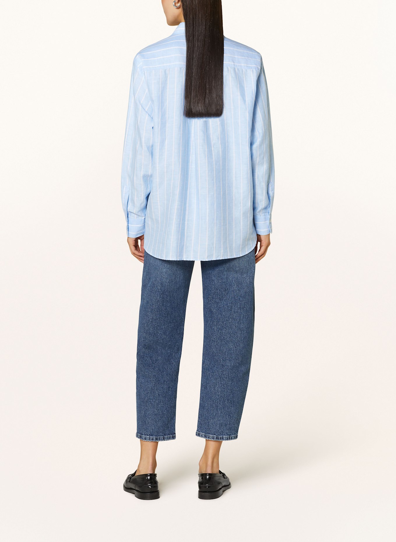 ETERNA Shirt blouse with linen: LIGHT BLUE/ WHITE