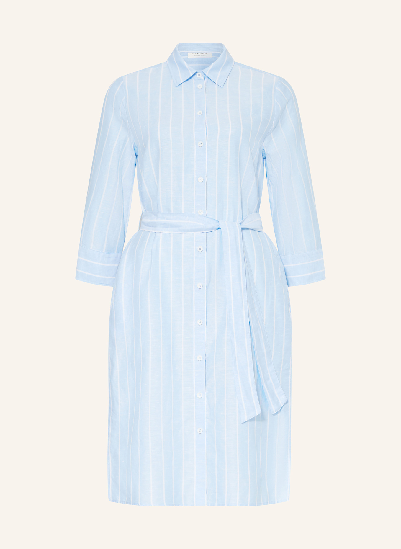 ETERNA Sukienka koszulowa z lnem: JASNONIEBIESKI / BIAŁY