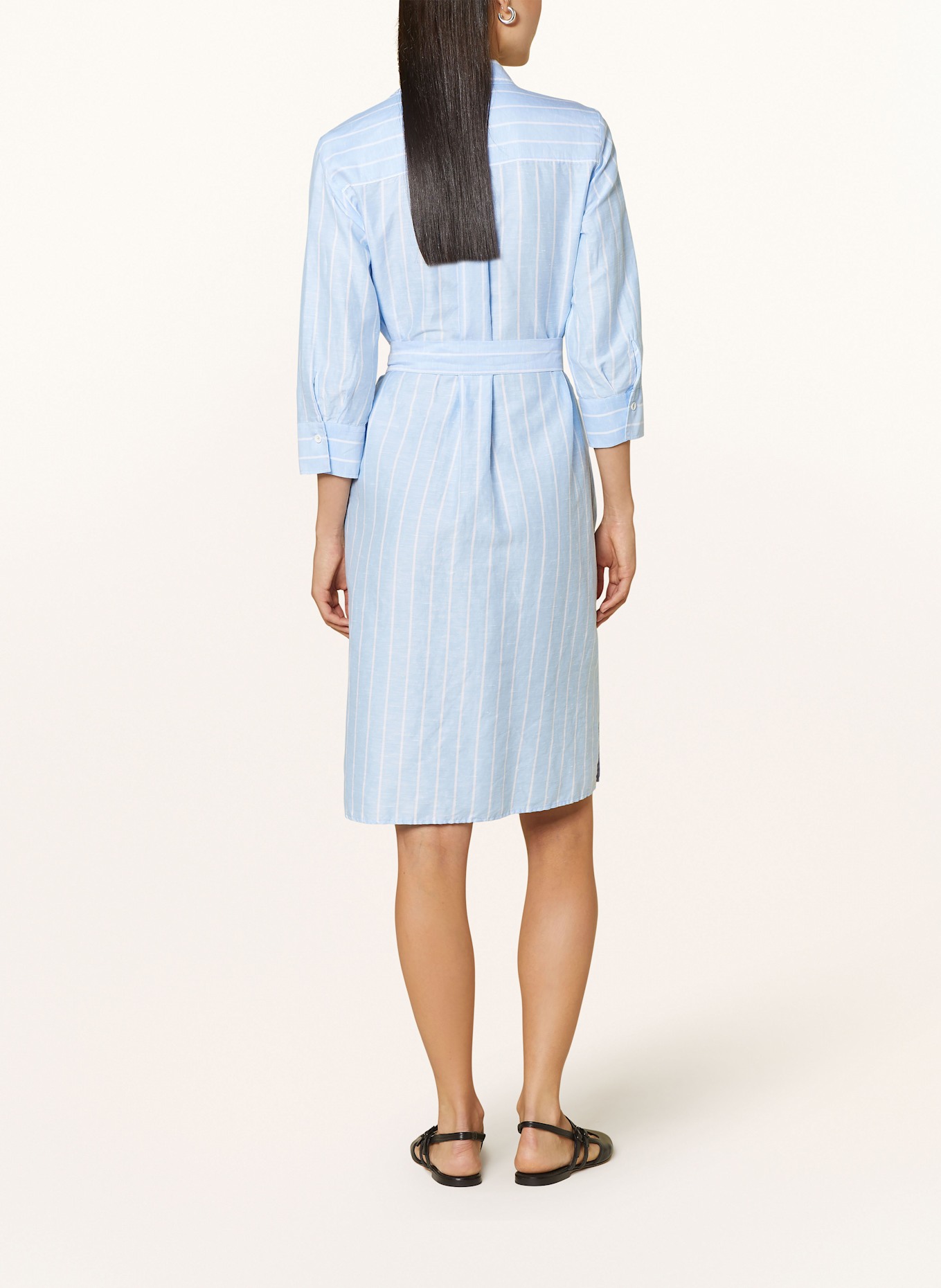 ETERNA Sukienka koszulowa z lnem: JASNONIEBIESKI / BIAŁY