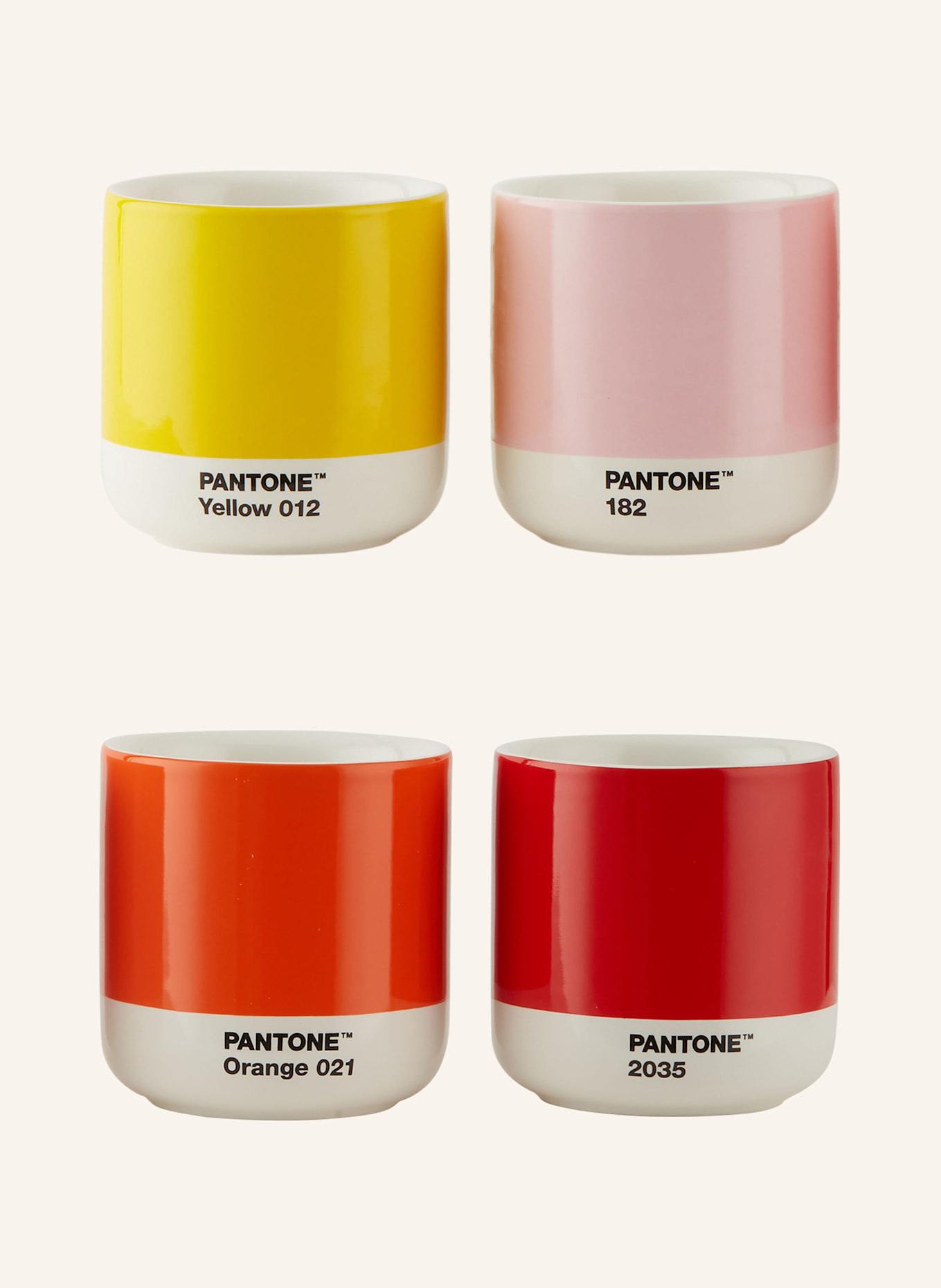 PANTONE 4er-Set Thermobecher CORTADO, Farbe: GELB/ ORANGE/ ROT (Bild 1)