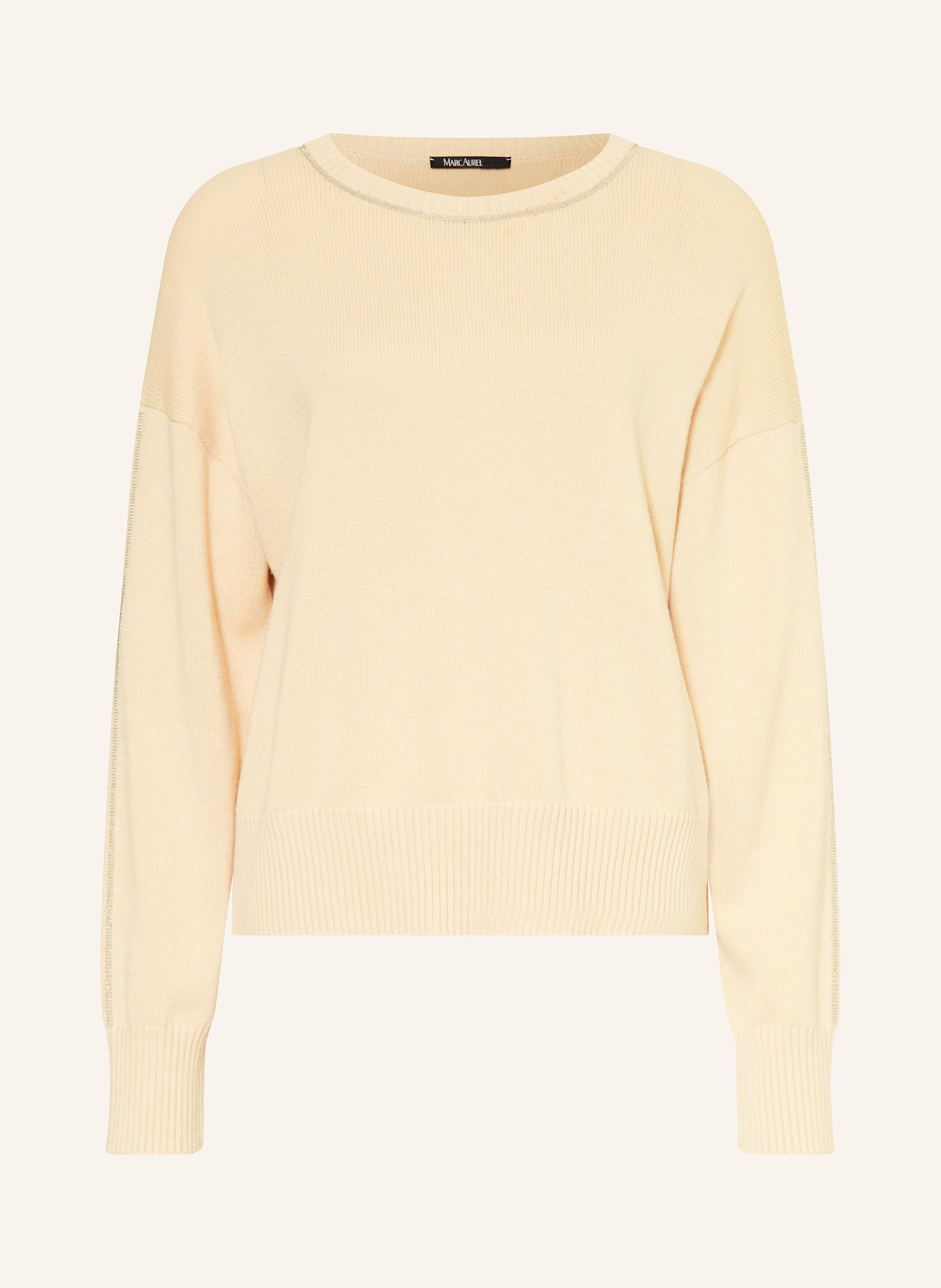 MARC AUREL Pullover mit Schmucksteinen: BEIGE