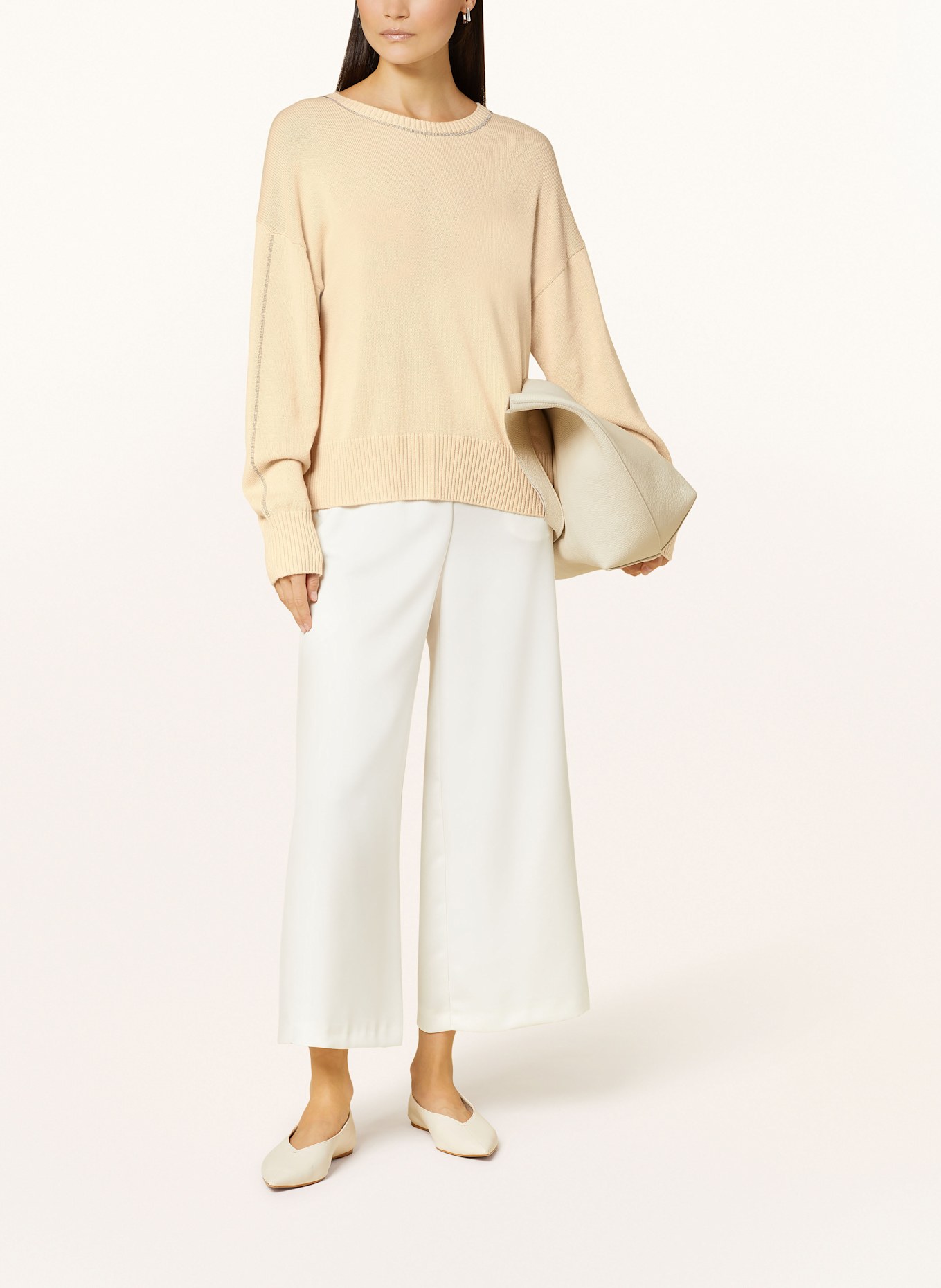 MARC AUREL Pullover mit Schmucksteinen: BEIGE