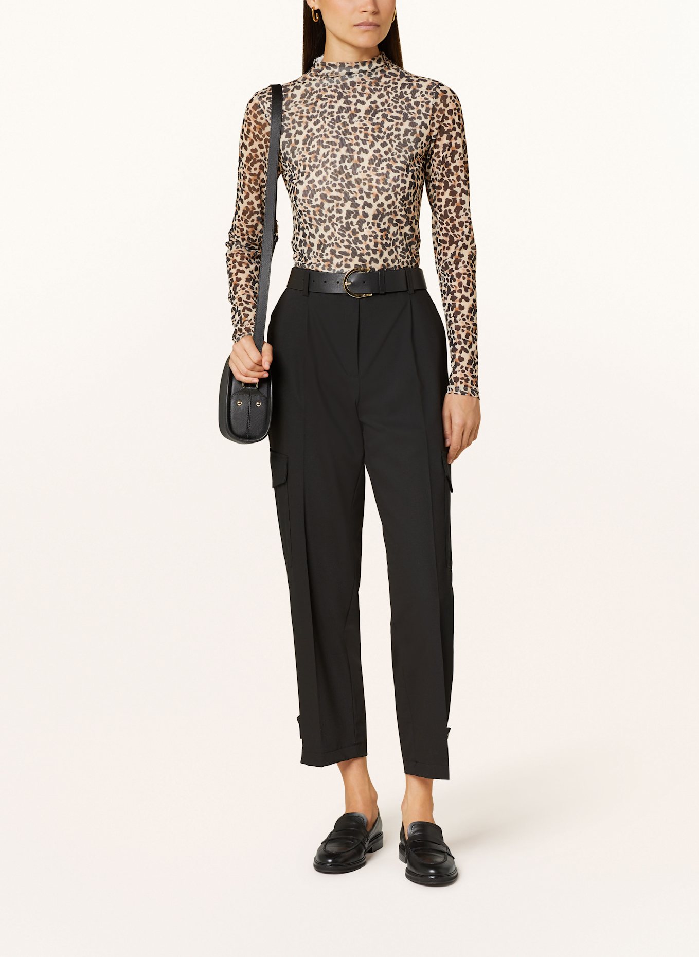 MARC AUREL Long sleeve shirt in mesh: BLACK / BROWN / LIGHT BROWN