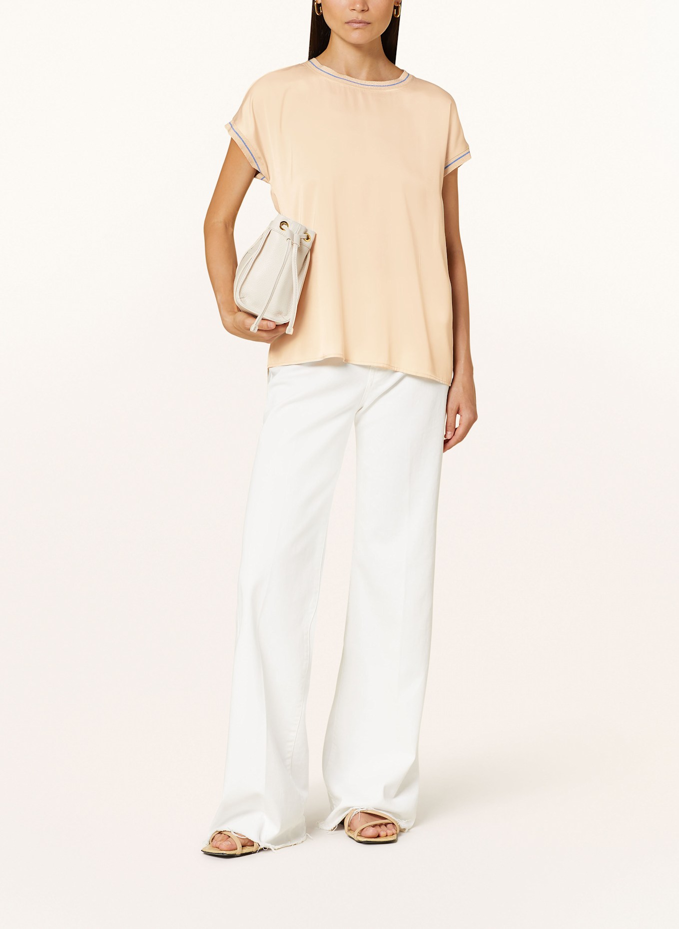 MARC AUREL Blusenshirt aus Satin mit Glitzergarn: CREME