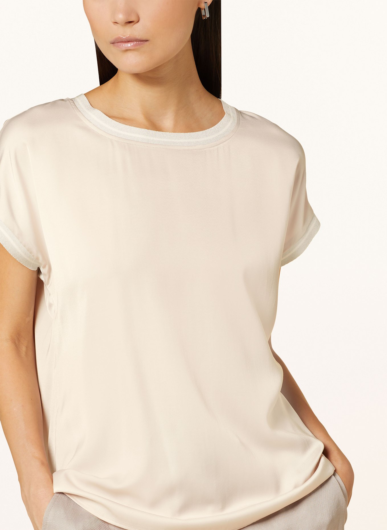 MARC AUREL Blusenshirt aus Satin mit Glitzergarn: TAUPE