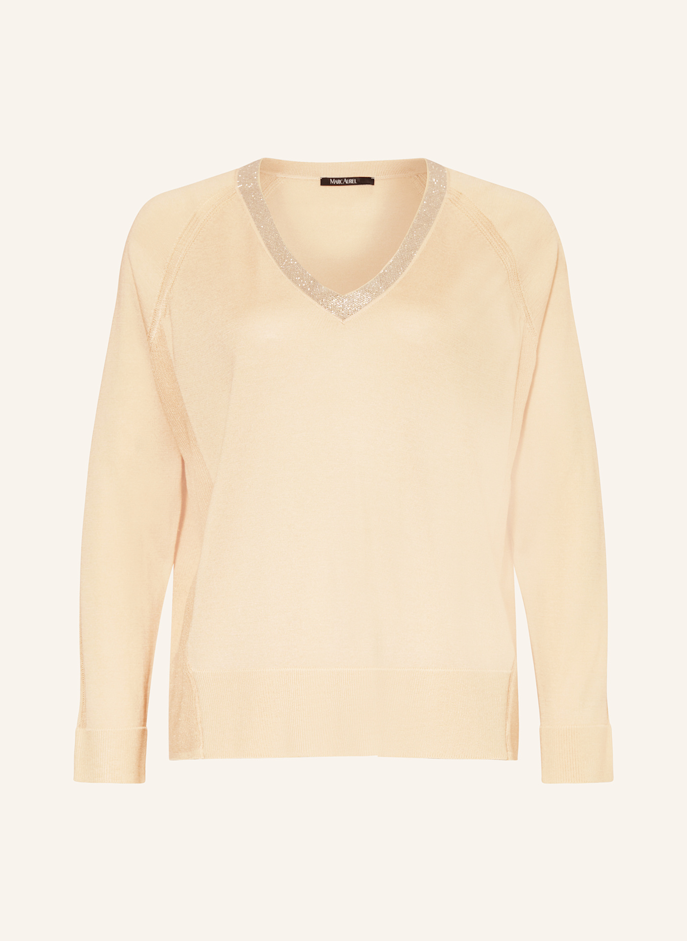MARC AUREL Pullover mit Schmucksteinen: BEIGE