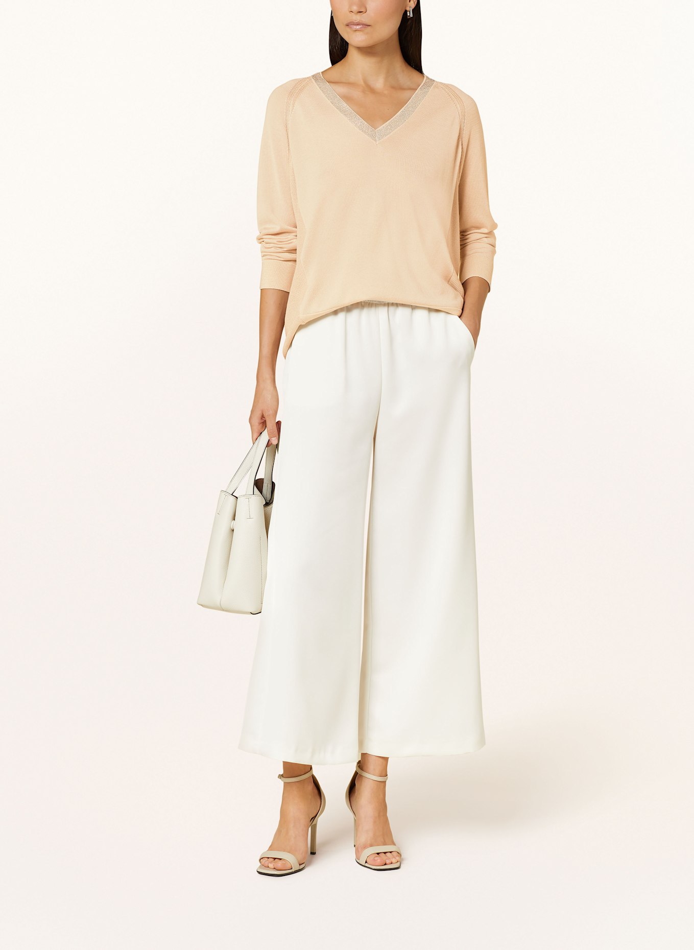 MARC AUREL Pullover mit Schmucksteinen: BEIGE