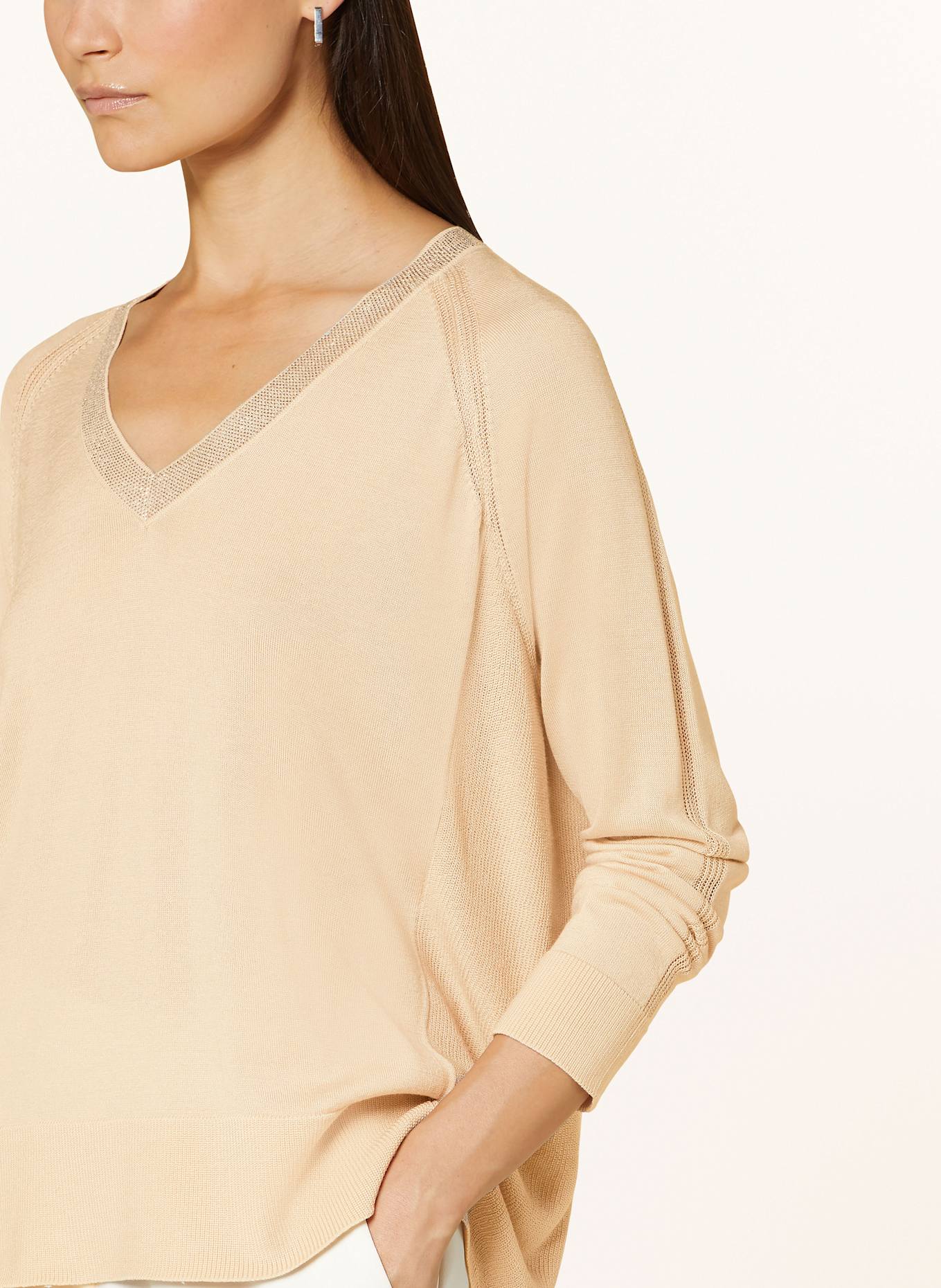 MARC AUREL Pullover mit Schmucksteinen: BEIGE