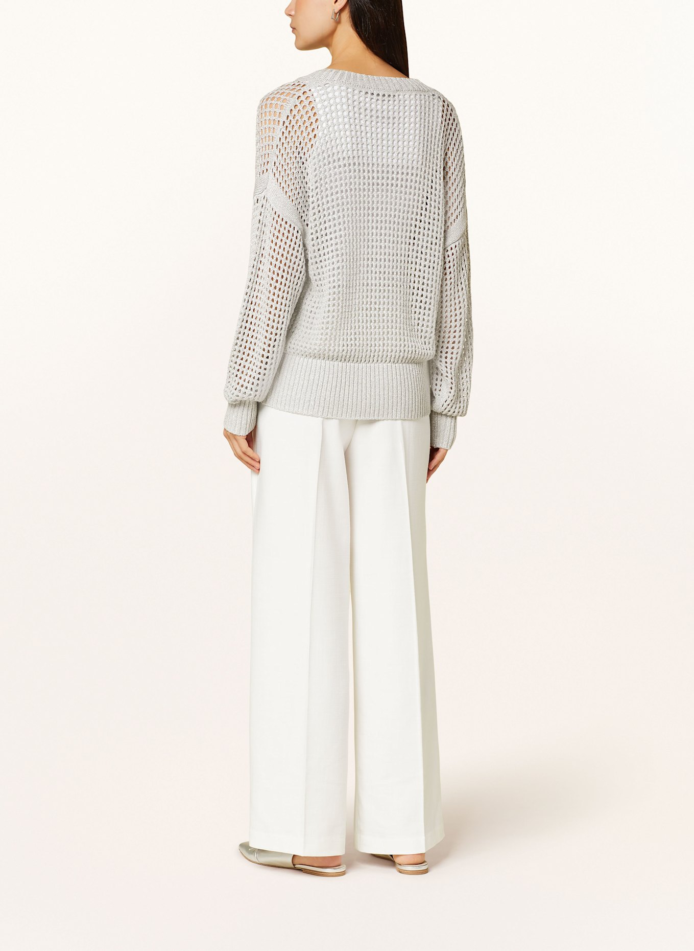 MARC AUREL Sweater with glitter thread: LIGHT GRAY / SILVER