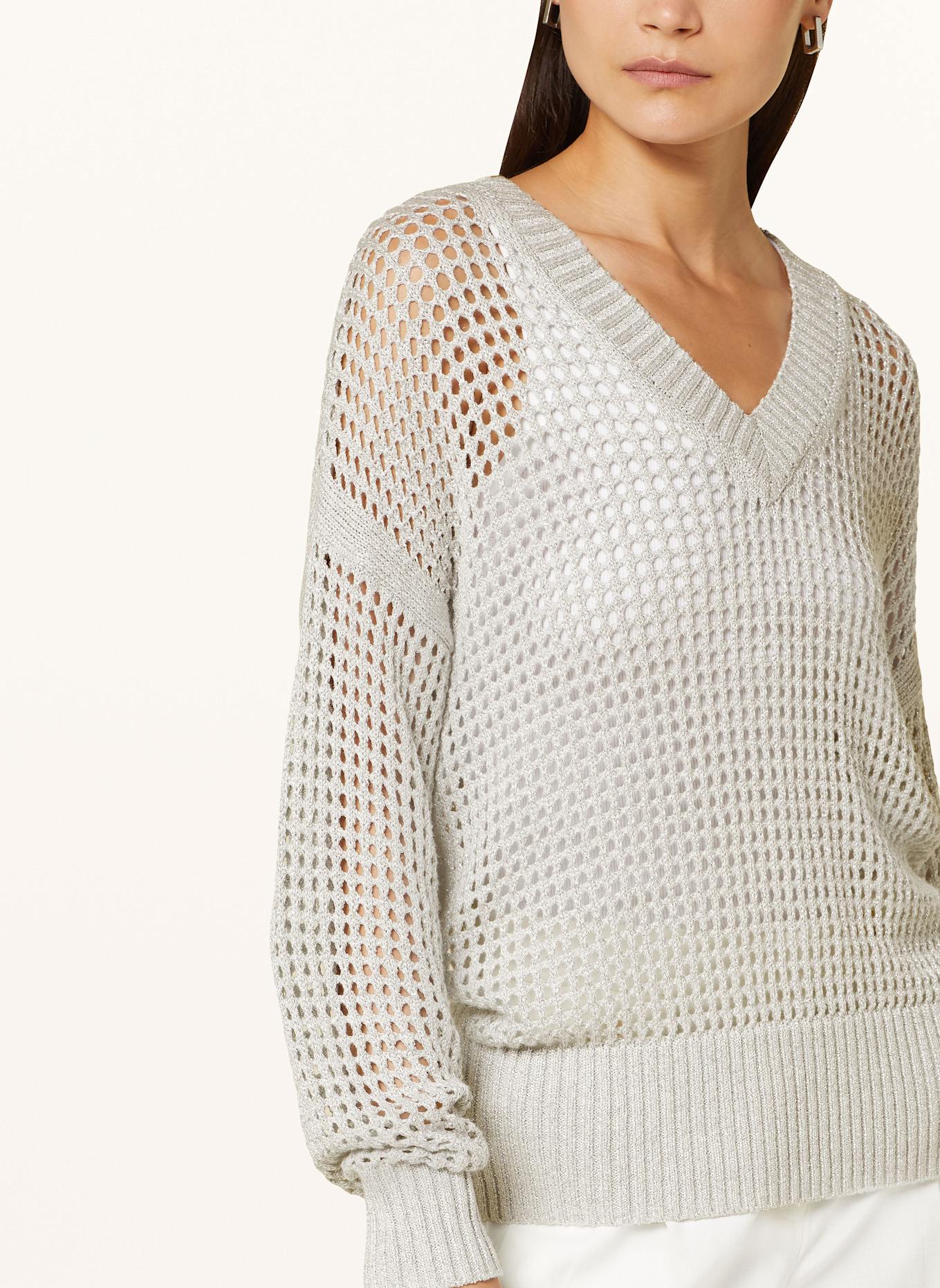 MARC AUREL Sweater with glitter thread: LIGHT GRAY / SILVER