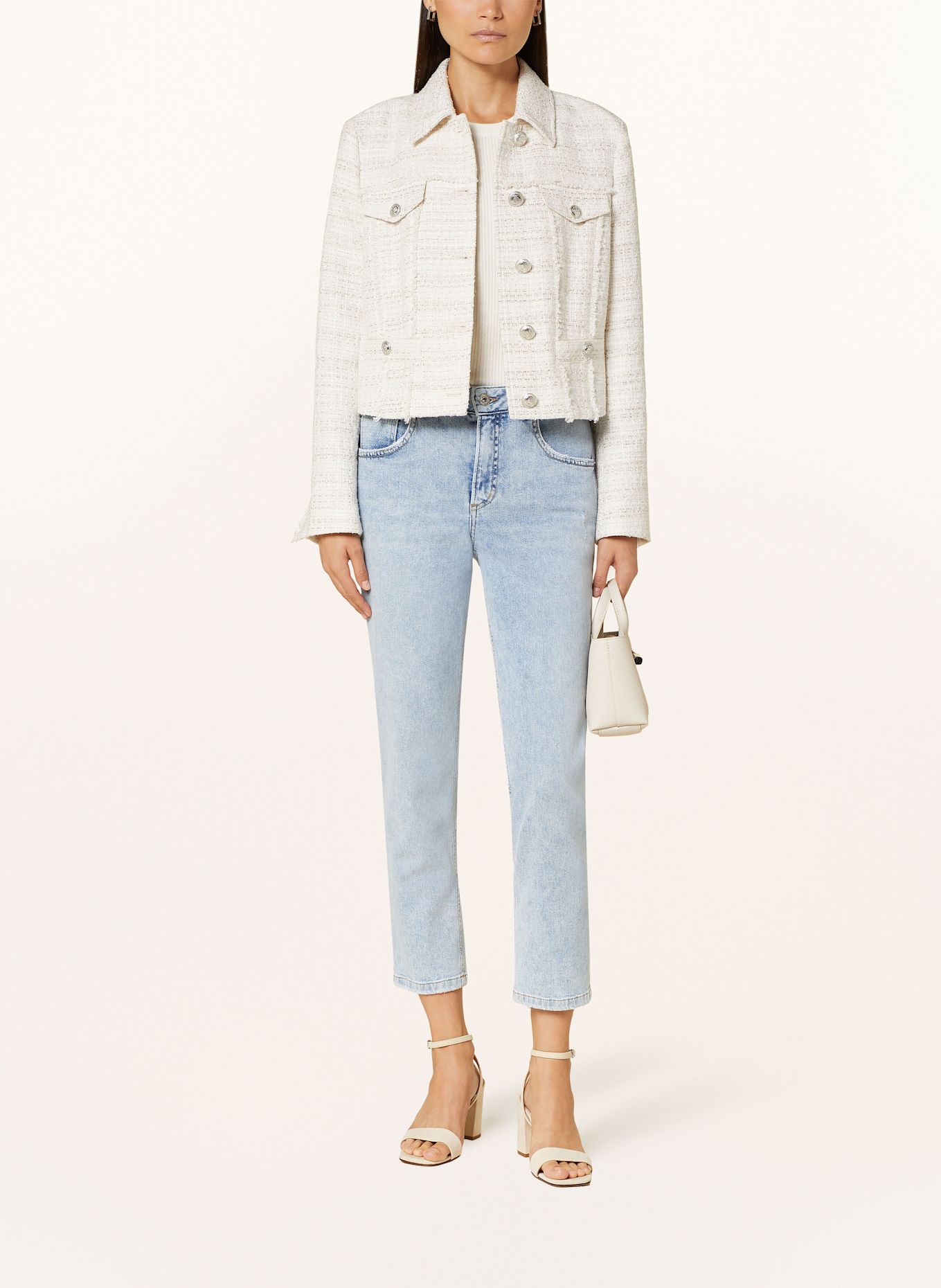 MARC AUREL Bouclé jacket with glitter thread: ECRU / ROSE GOLD / SILVER