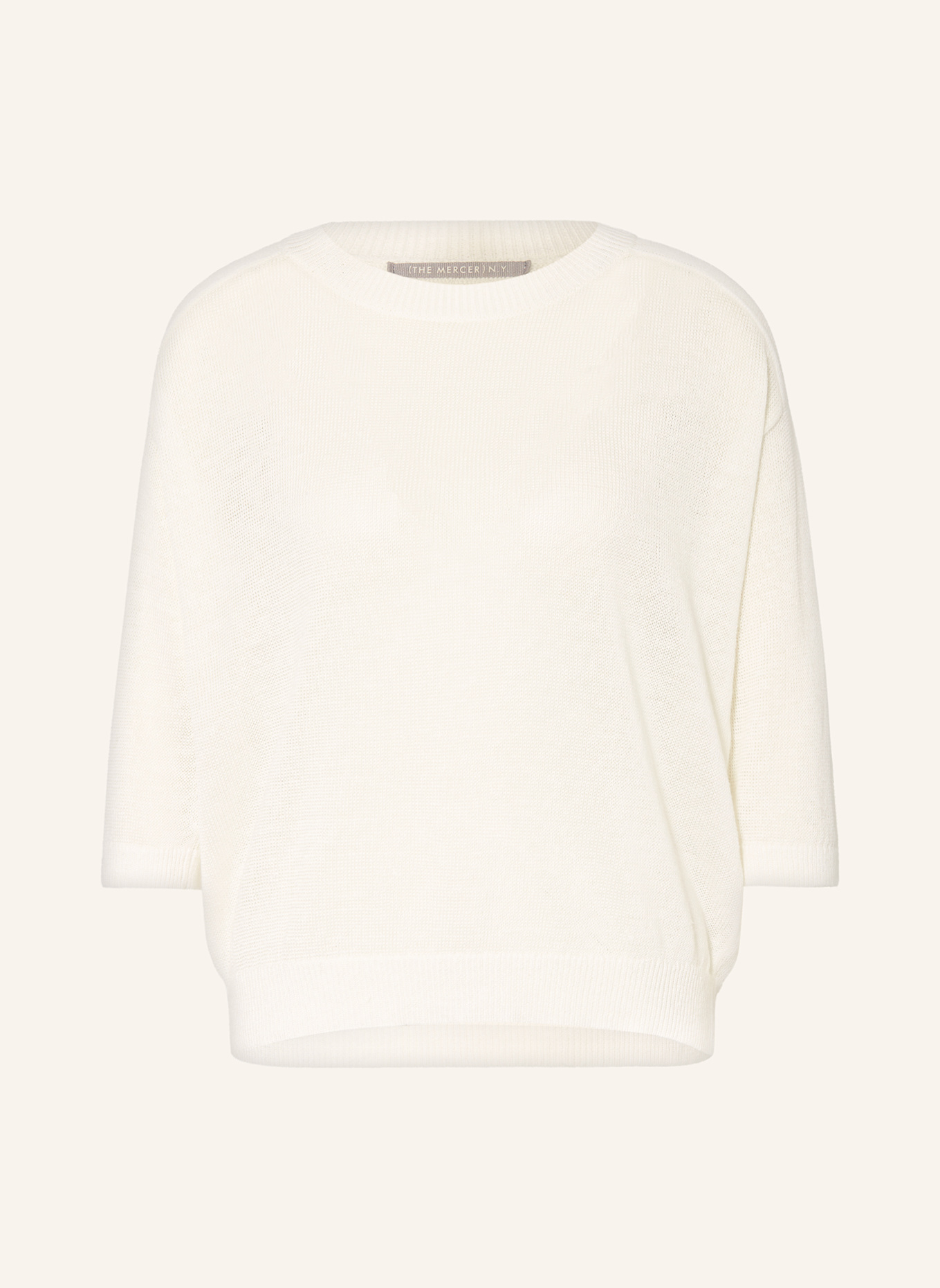 (THE MERCER) N.Y. Linen sweater with 3/4 sleeve, Color: ECRU (Image 1)
