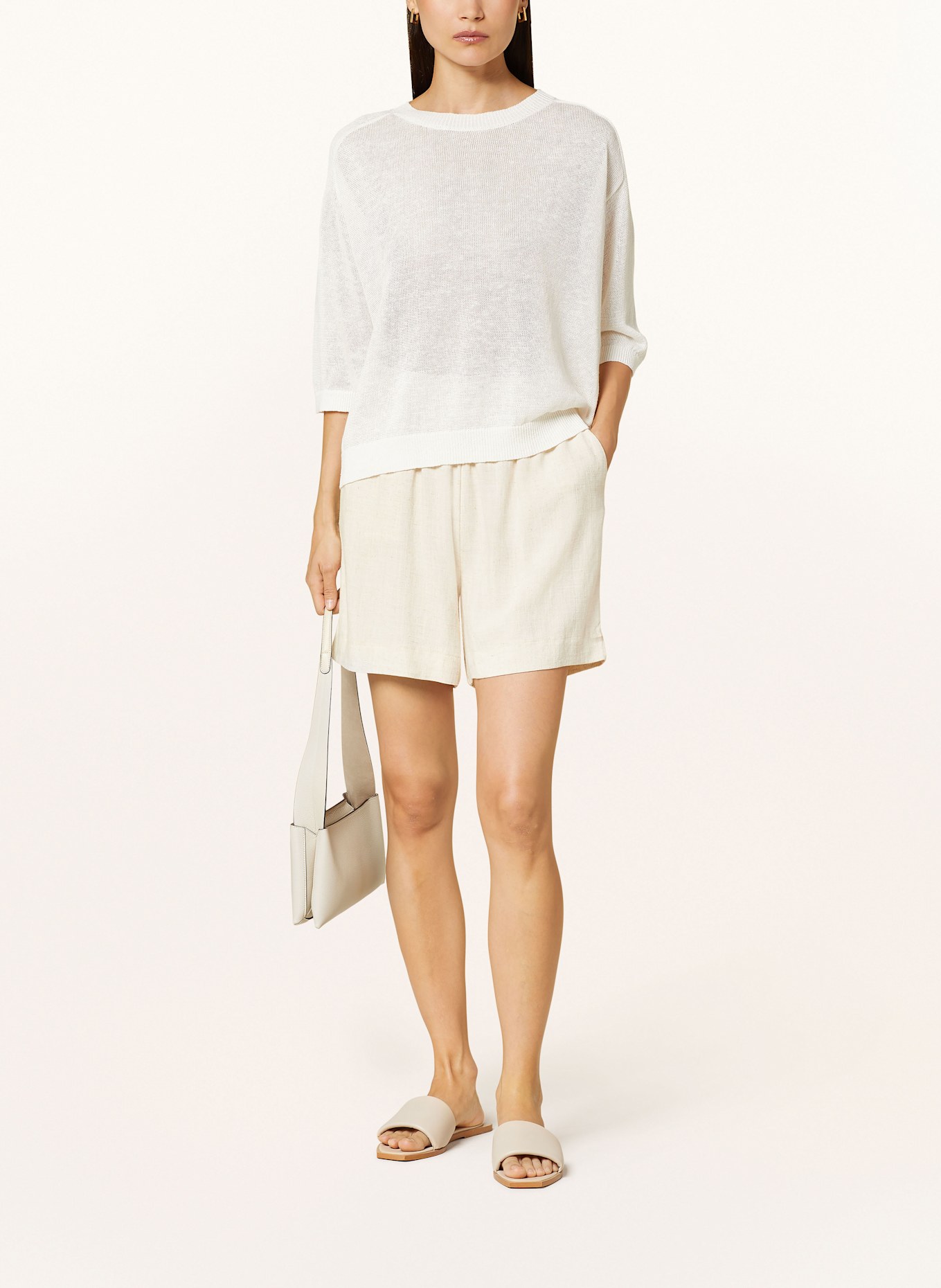 (THE MERCER) N.Y. Linen sweater with 3/4 sleeve, Color: ECRU (Image 2)