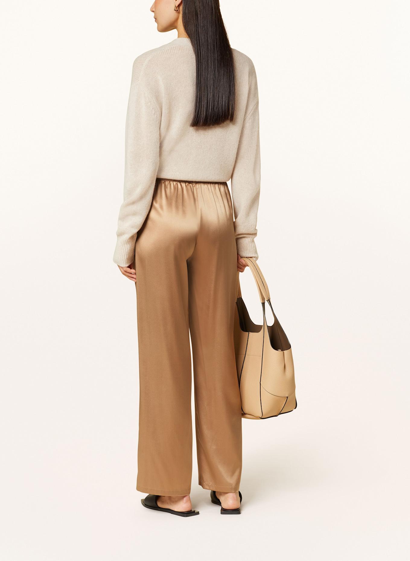 (THE MERCER) N.Y. Marlenehose aus Seide: HELLBRAUN