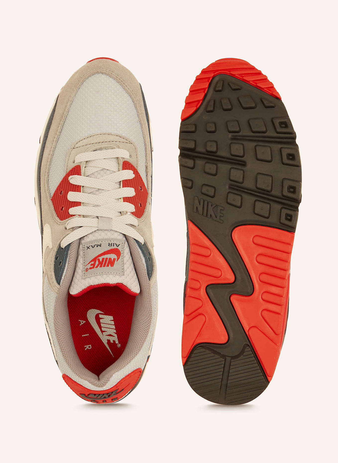 Nike Sneaker AIR MAX 90 in hellgrau grau rot