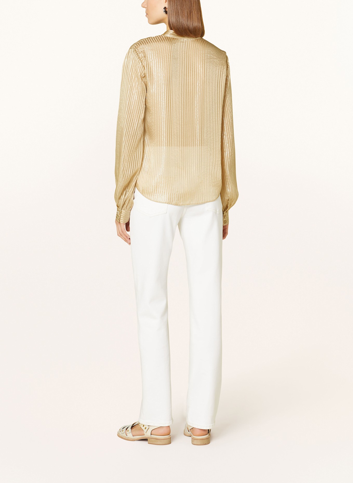 FRAME Bluse mit Glitzergarn: BEIGE / SILBER