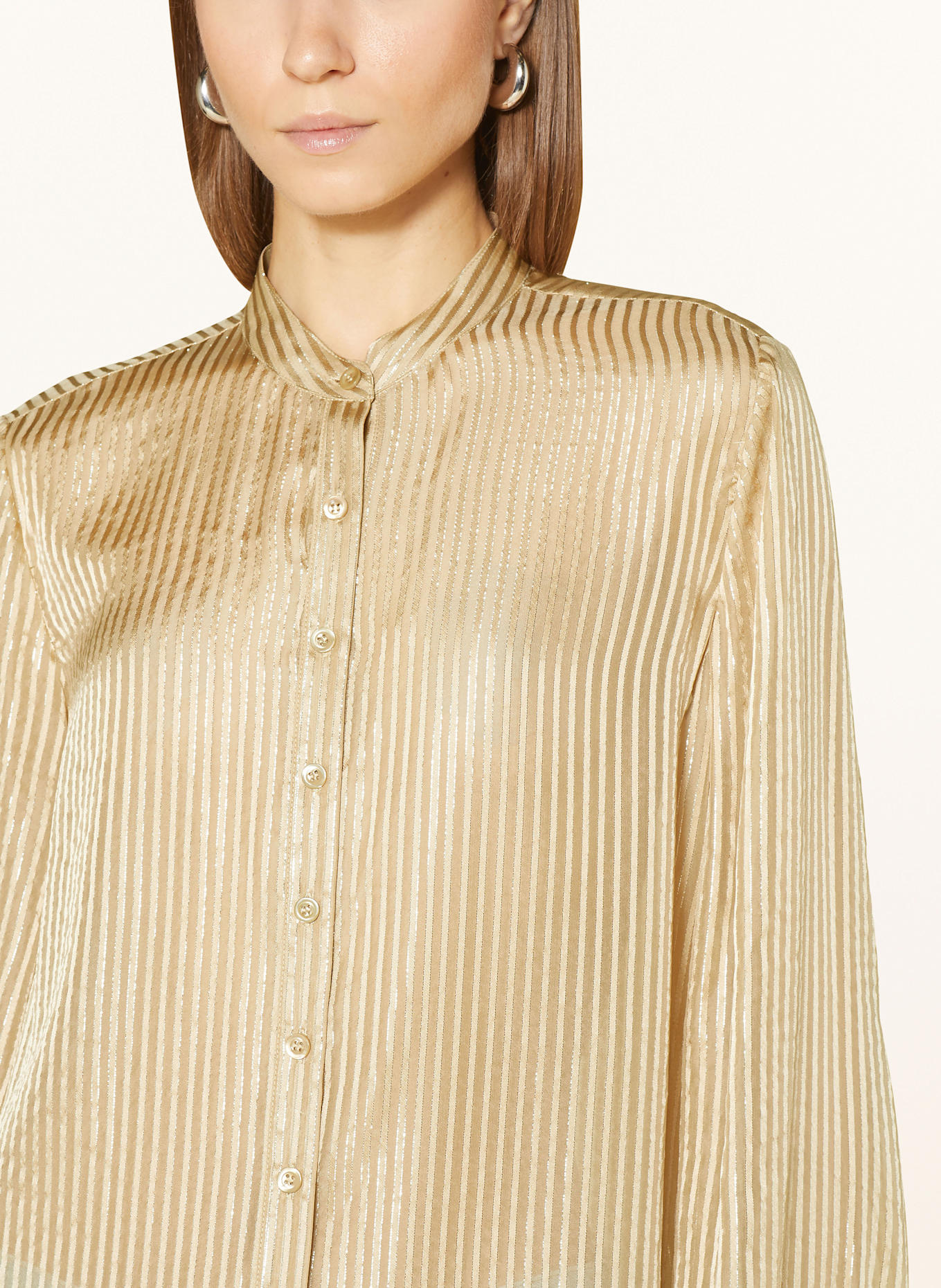 FRAME Bluse mit Glitzergarn: BEIGE / SILBER