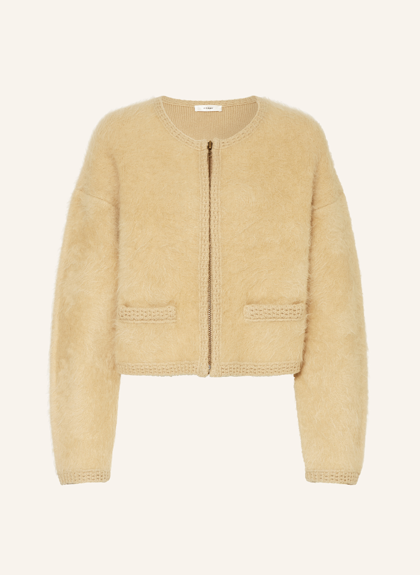 FRAME Cardigan with cashmere: LIGHT BROWN