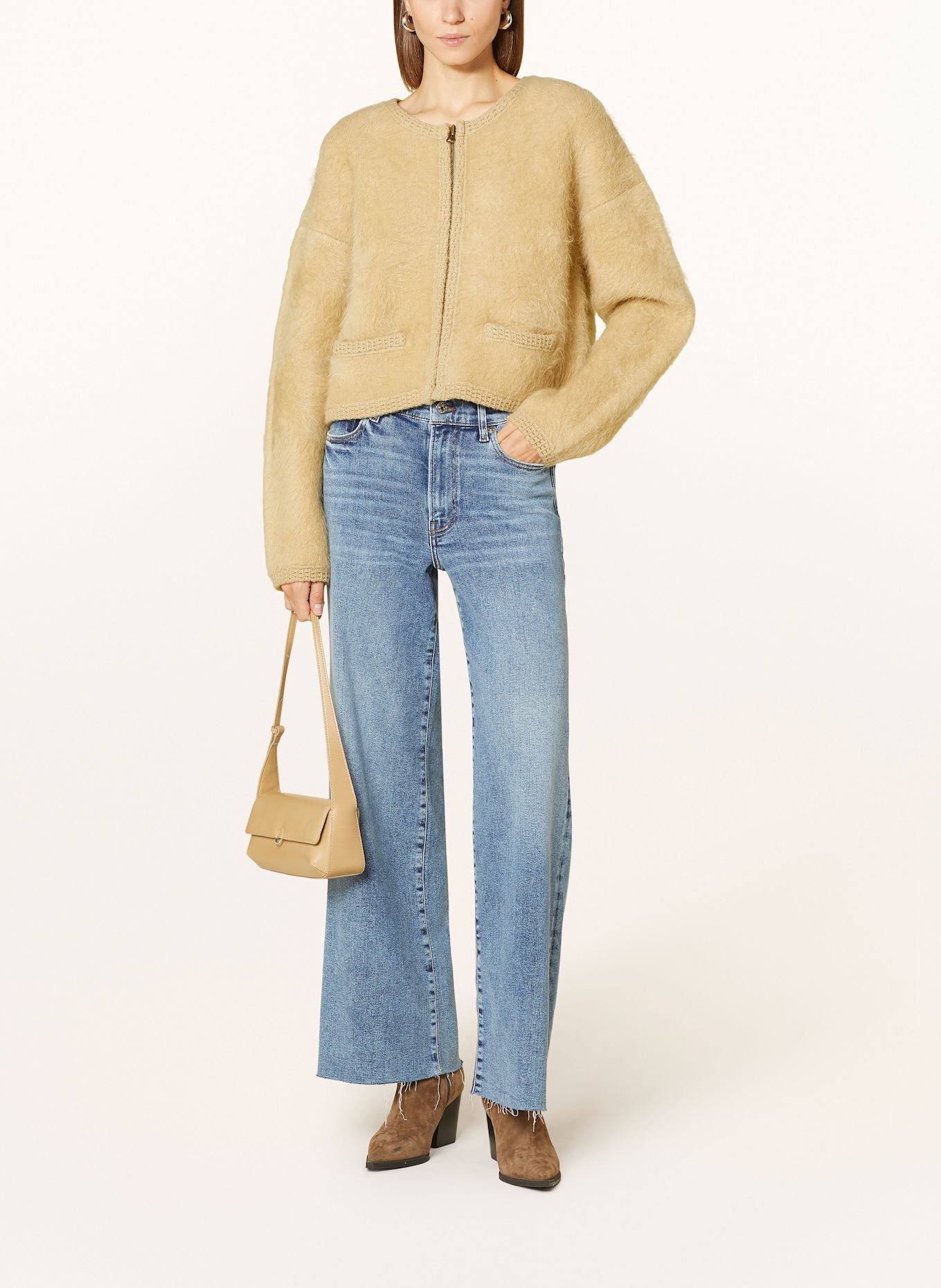 FRAME Cardigan with cashmere: LIGHT BROWN