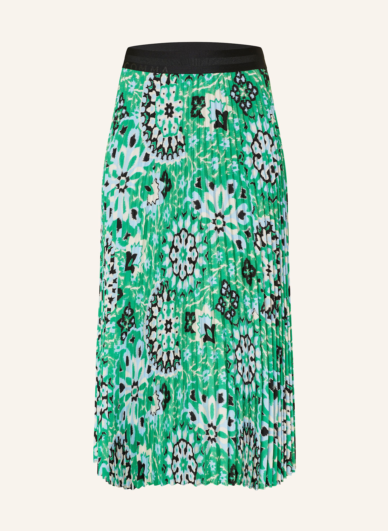 comma Plisseerock: GRÜN / HELLBLAU / CREME