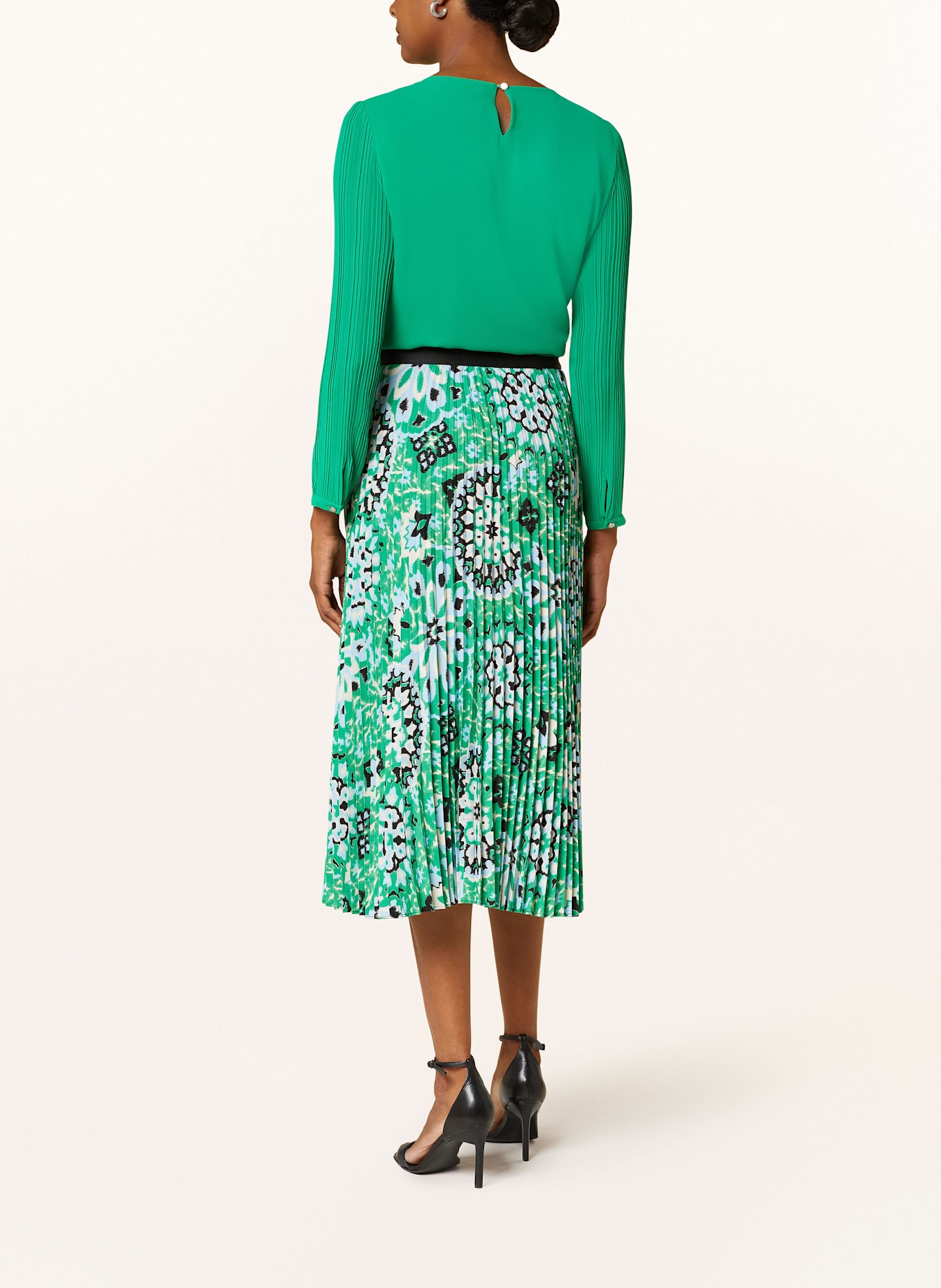 comma Plisseerock: GRÜN / HELLBLAU / CREME