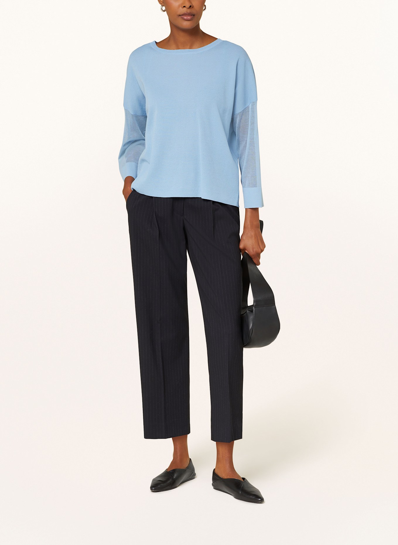 comma Pullover mit 3/4-Arm: HELLBLAU