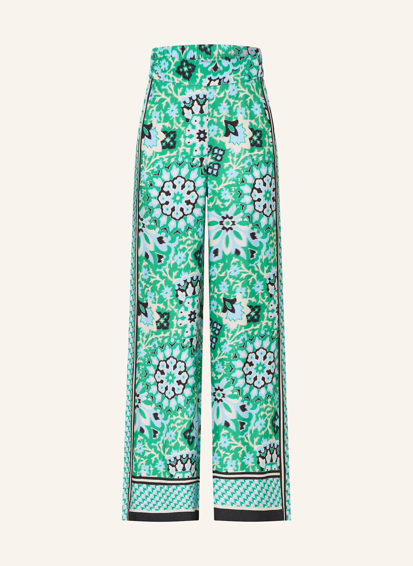 comma Spodnie marlena z lampasami: ZIELONY / JASNONIEBIESKI / KREMOWY