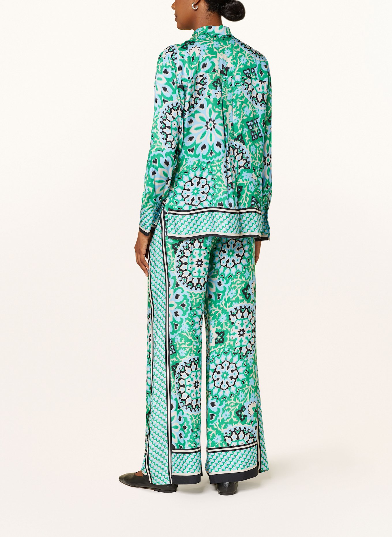 comma Spodnie marlena z lampasami: ZIELONY / JASNONIEBIESKI / KREMOWY