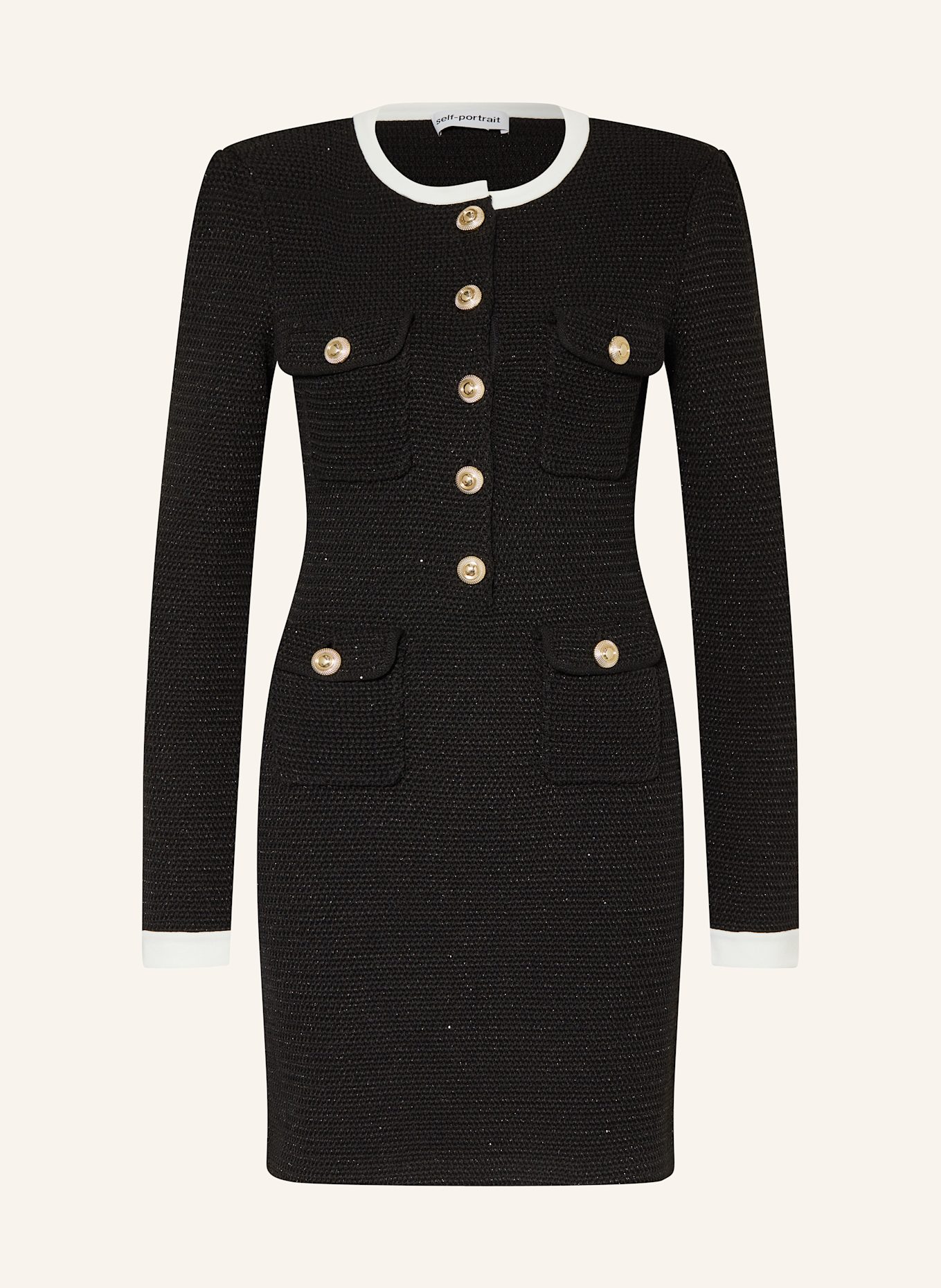 self-portrait Pletené šaty s třpytivou přízí: ČERNÁ / BÍLÁ