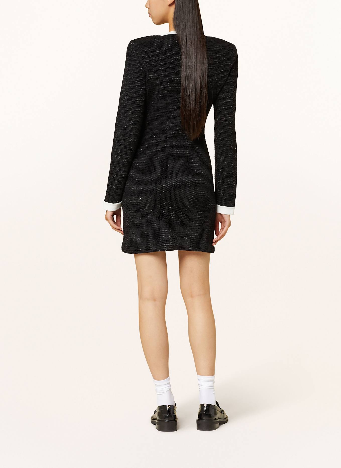 self-portrait Pletené šaty s třpytivou přízí: ČERNÁ / BÍLÁ