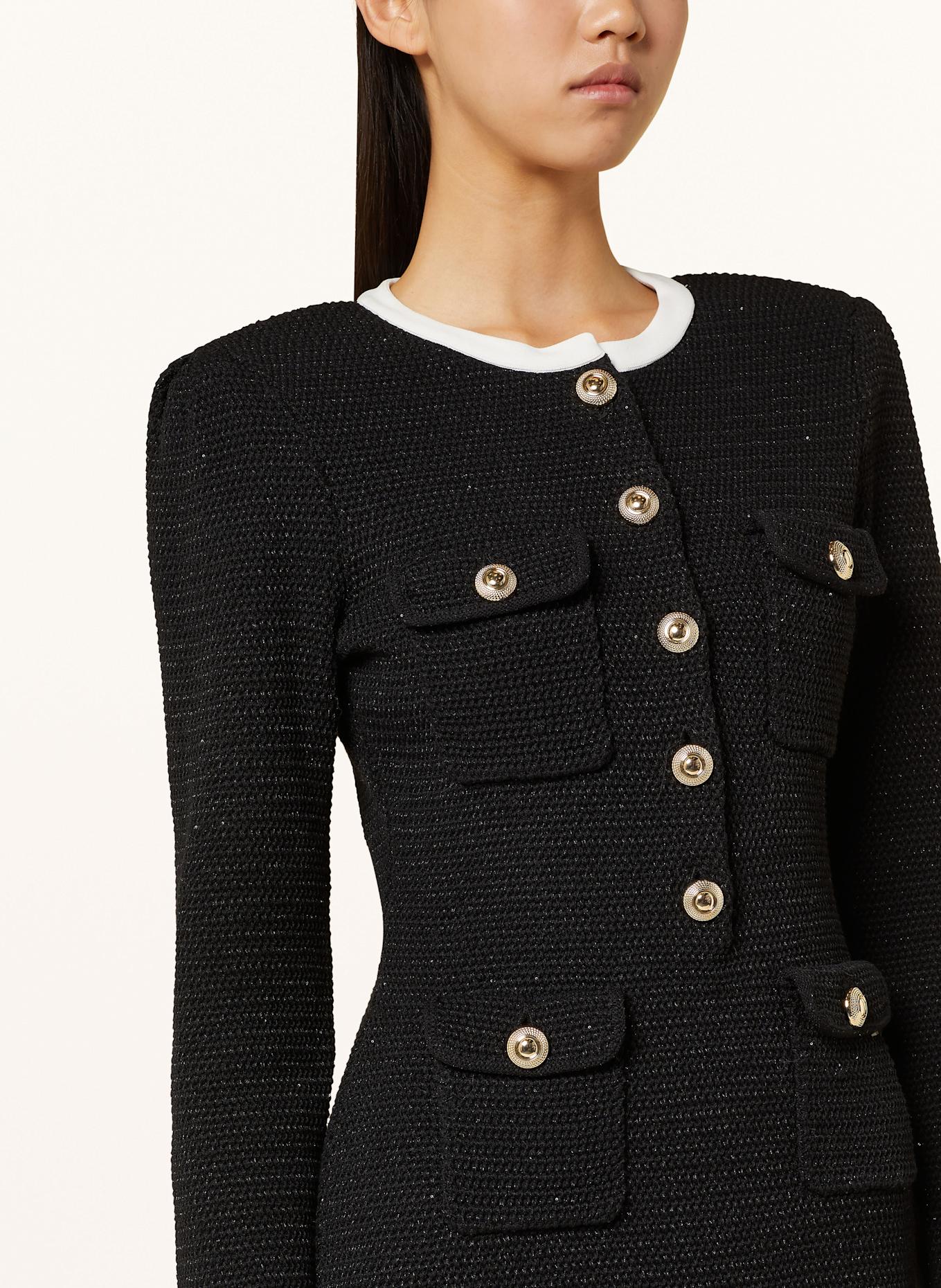 self-portrait Pletené šaty s třpytivou přízí: ČERNÁ / BÍLÁ