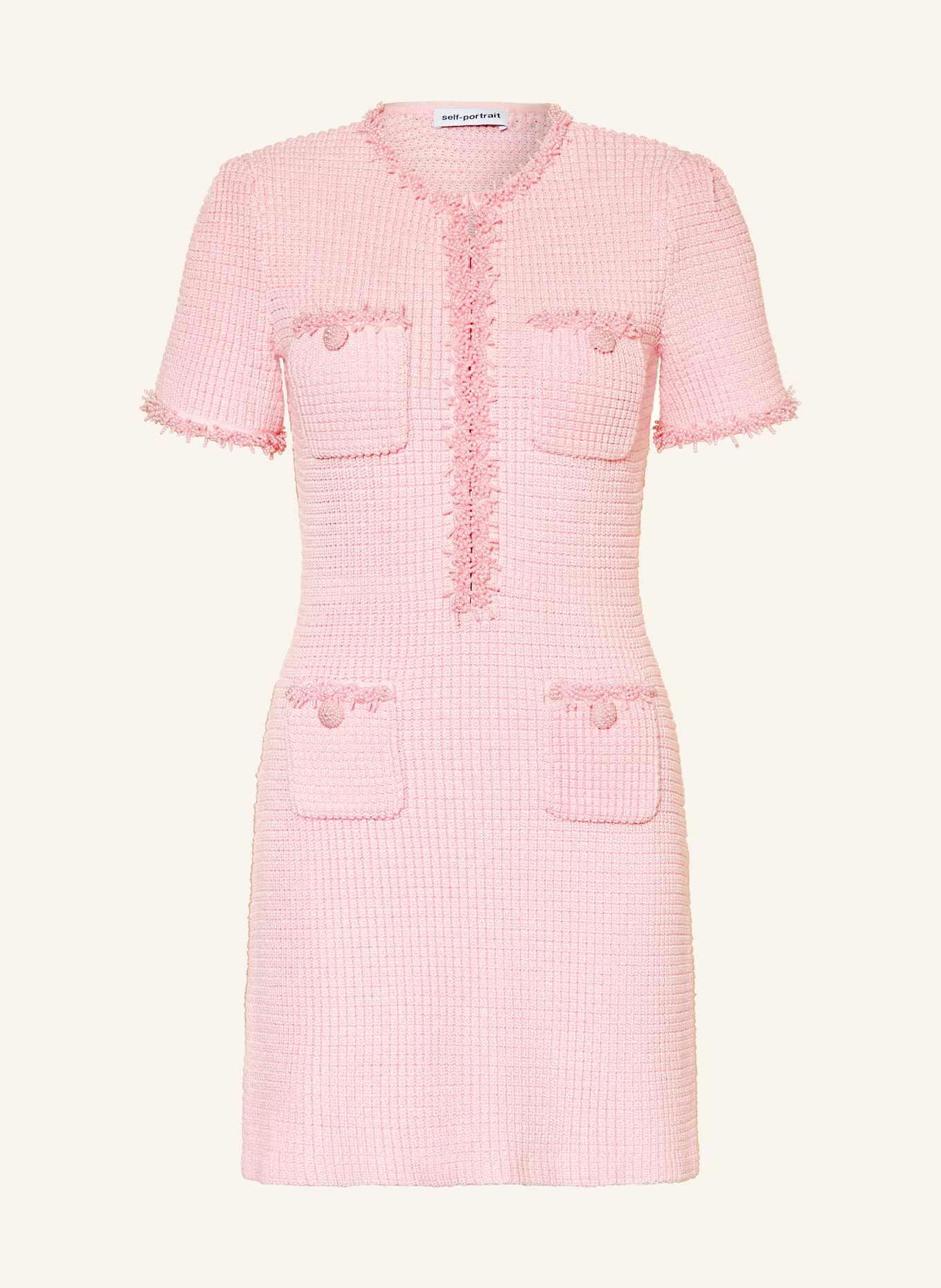 self-portrait Knit dress with decorative beads: PINK