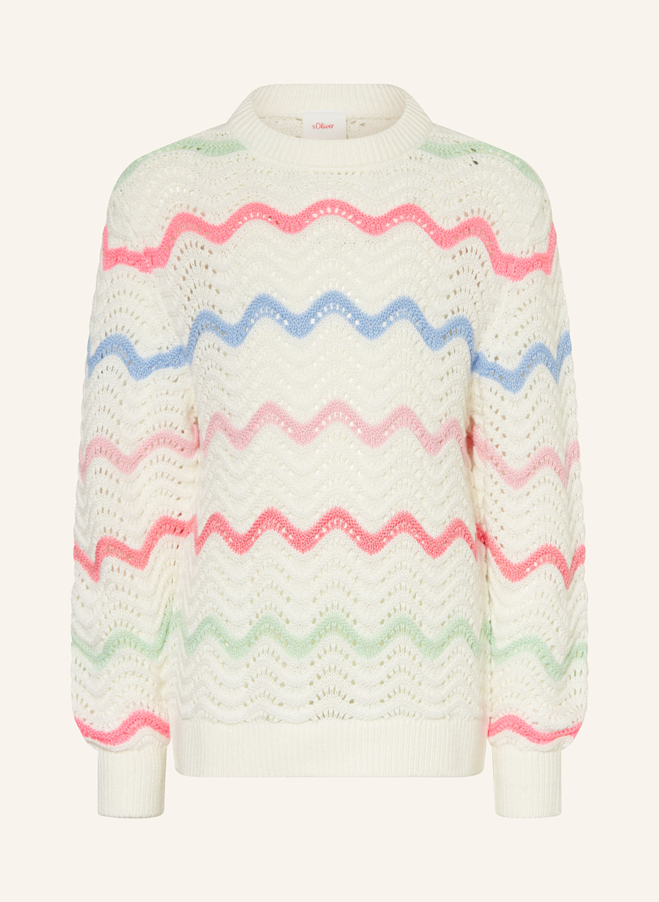 s.Oliver RED Sweter: BIAŁY / NIEBIESKI / MOCNORÓŻOWY
