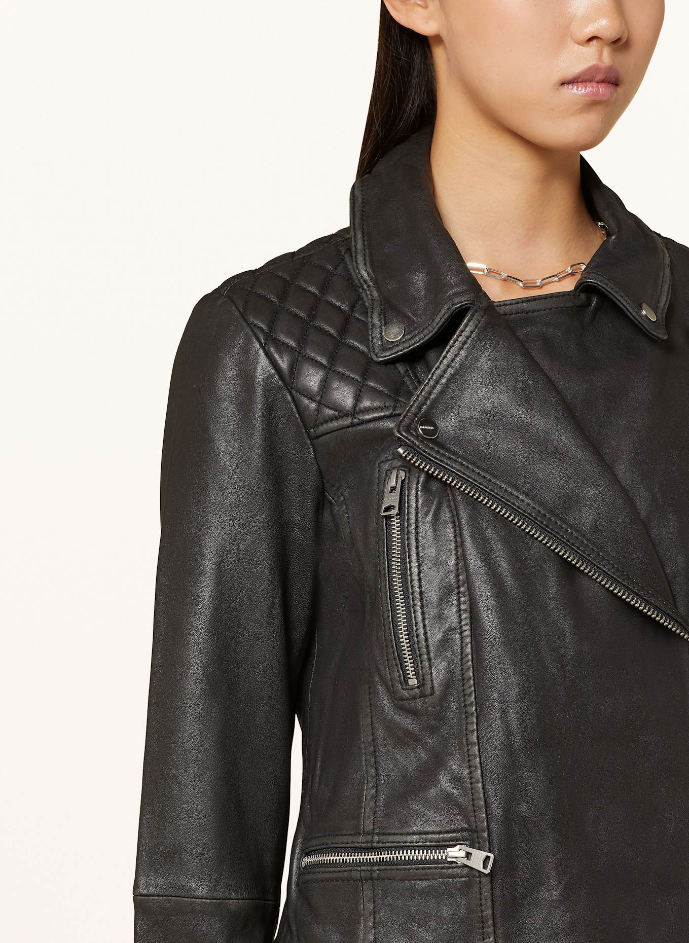 ALLSAINTS Lederjacke CARGO, Farbe: SCHWARZ/ DUNKELGRAU (Bild 4)