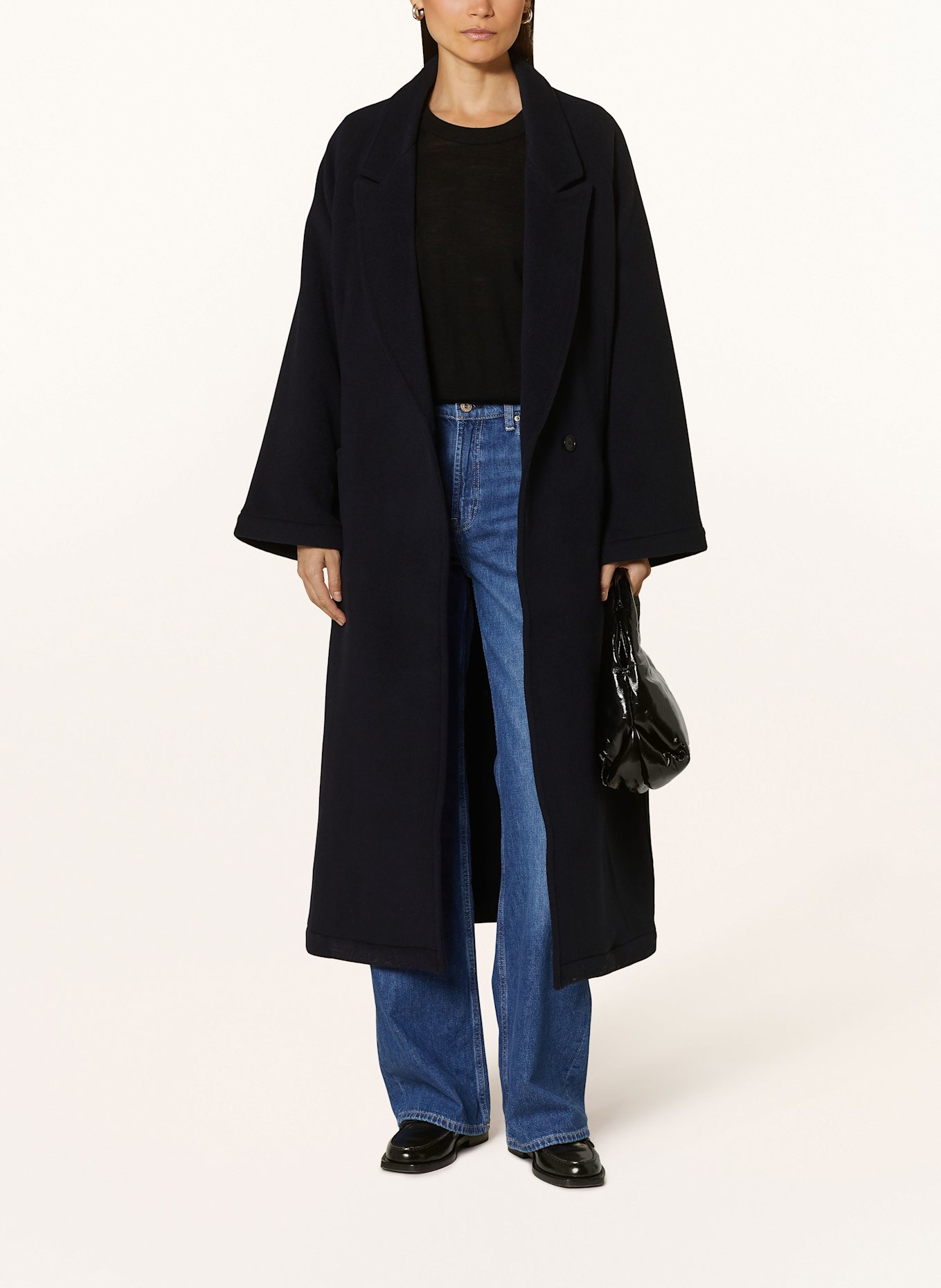 by Aylin Koenig Oversized wool coat ENIA: DARK BLUE
