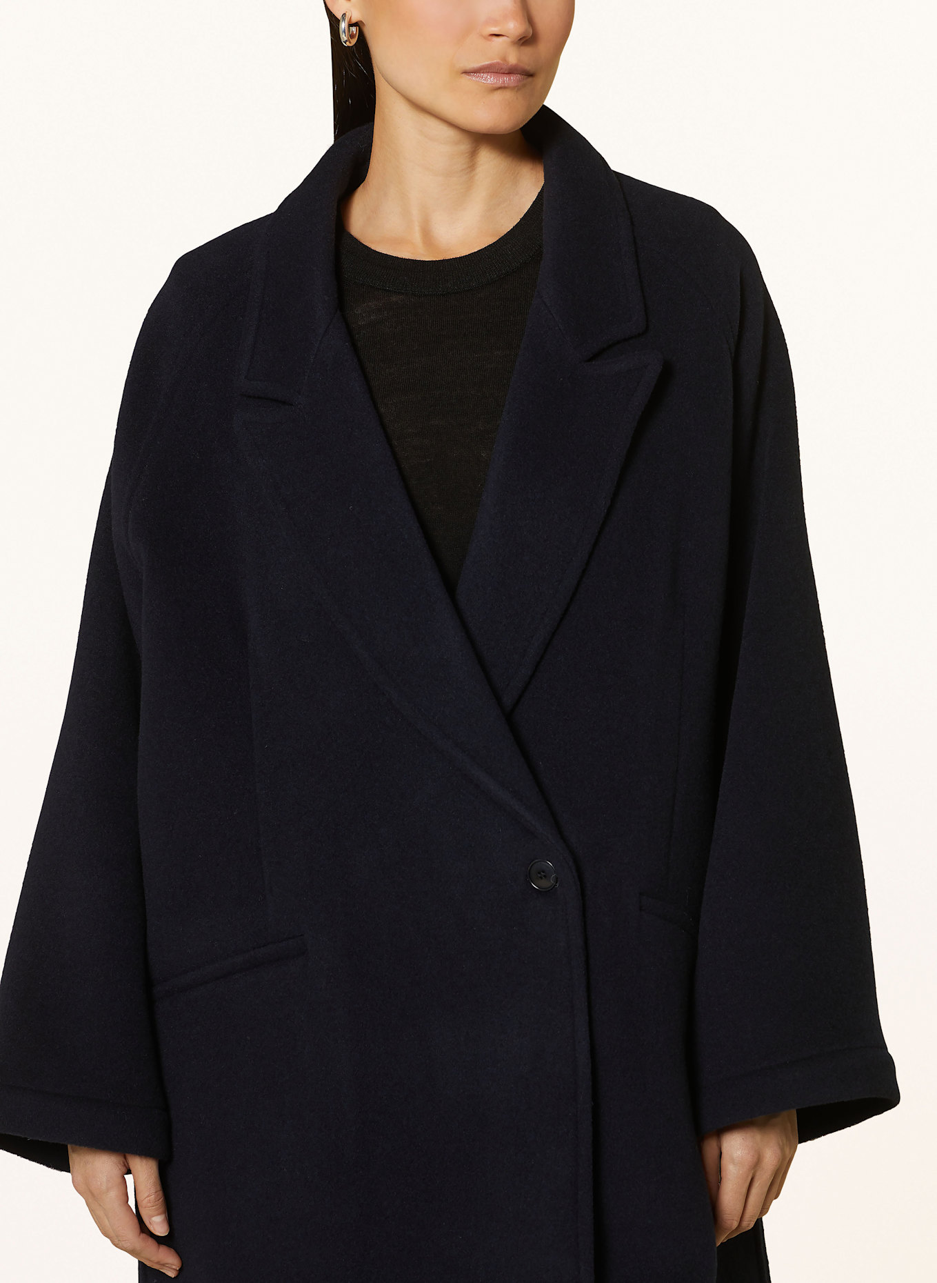 by Aylin Koenig Oversized wool coat ENIA: DARK BLUE