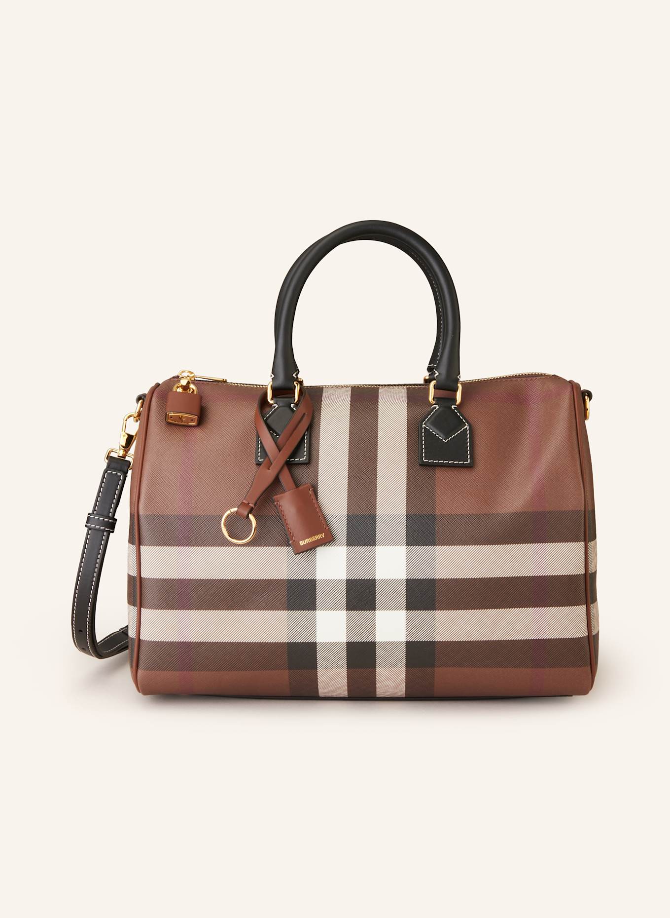 BURBERRY Handbag BOWLING BAG MEDIUM in brown dark brown ecru