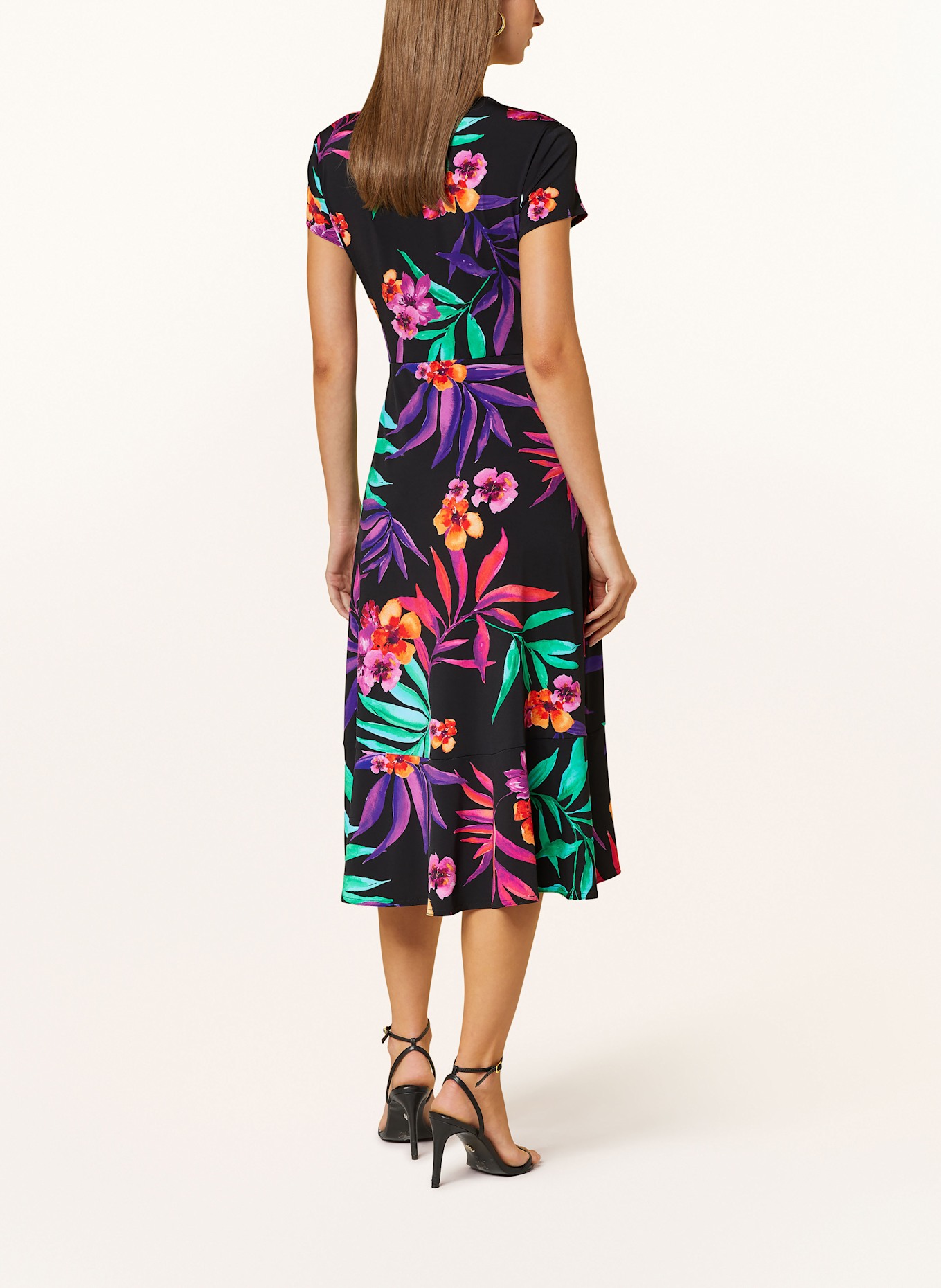 Joseph Ribkoff Dress: BLACK / GREEN / PINK