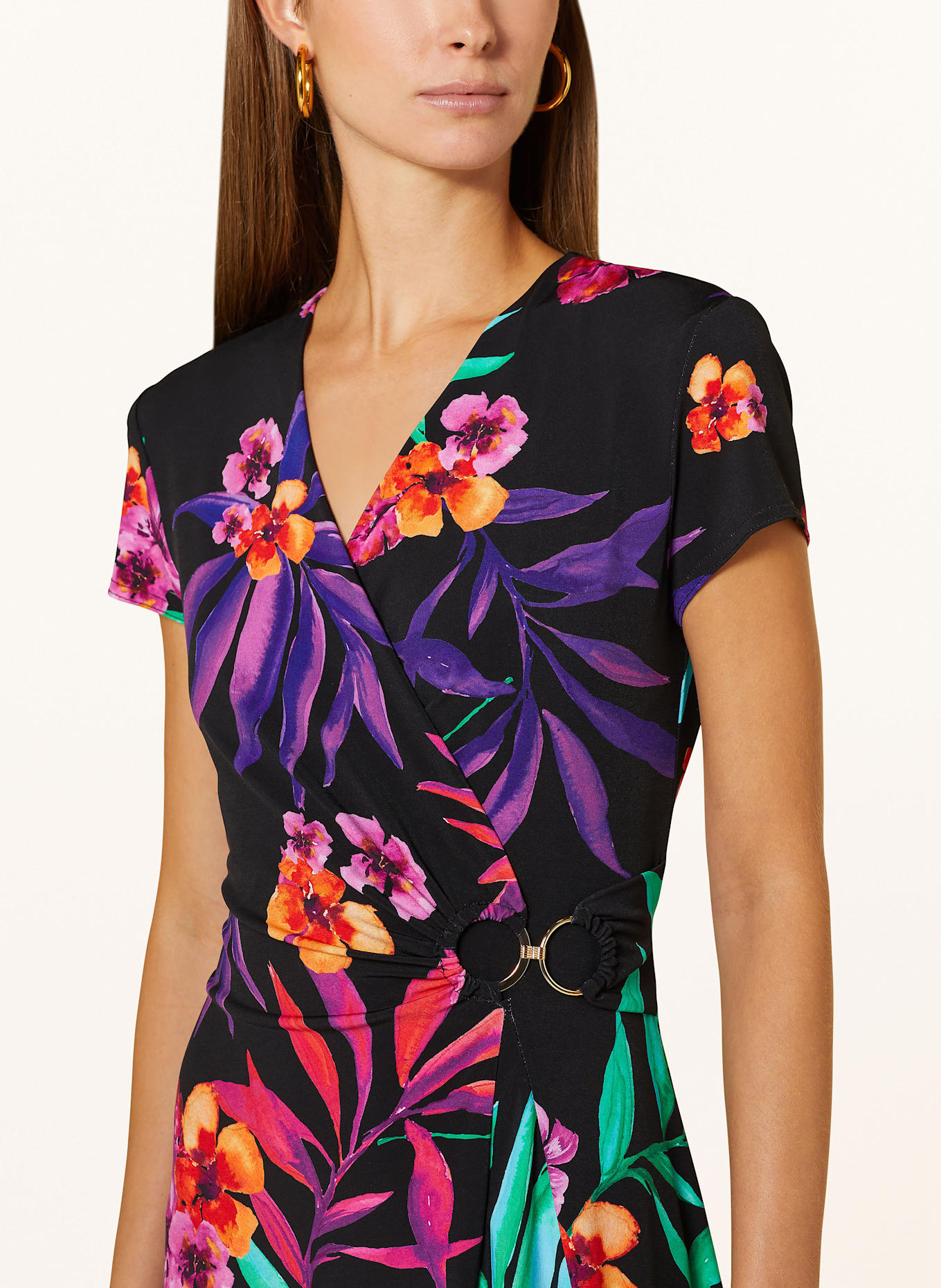 Joseph Ribkoff Dress: BLACK / GREEN / PINK