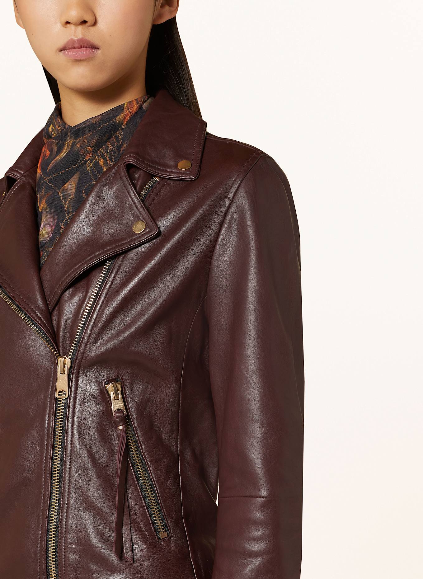 ALLSAINTS Leather jacket DALBY in dark red