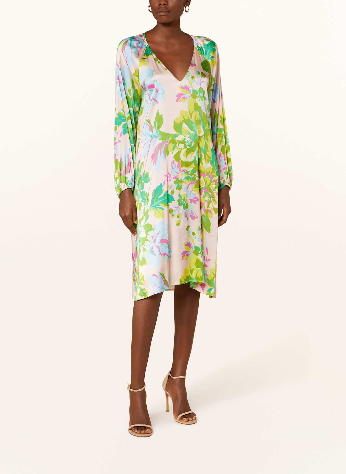 yippie hippie Satin dress: NUDE/ GREEN/ PINK