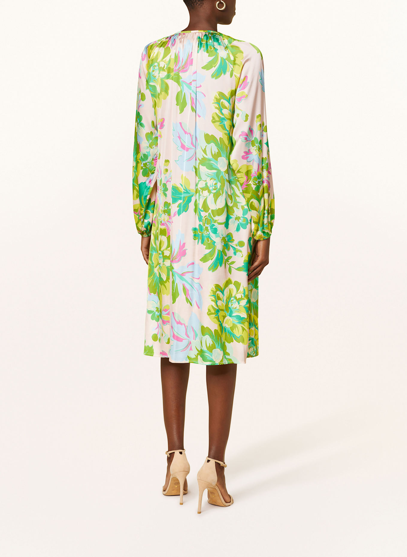 yippie hippie Satin dress: NUDE/ GREEN/ PINK