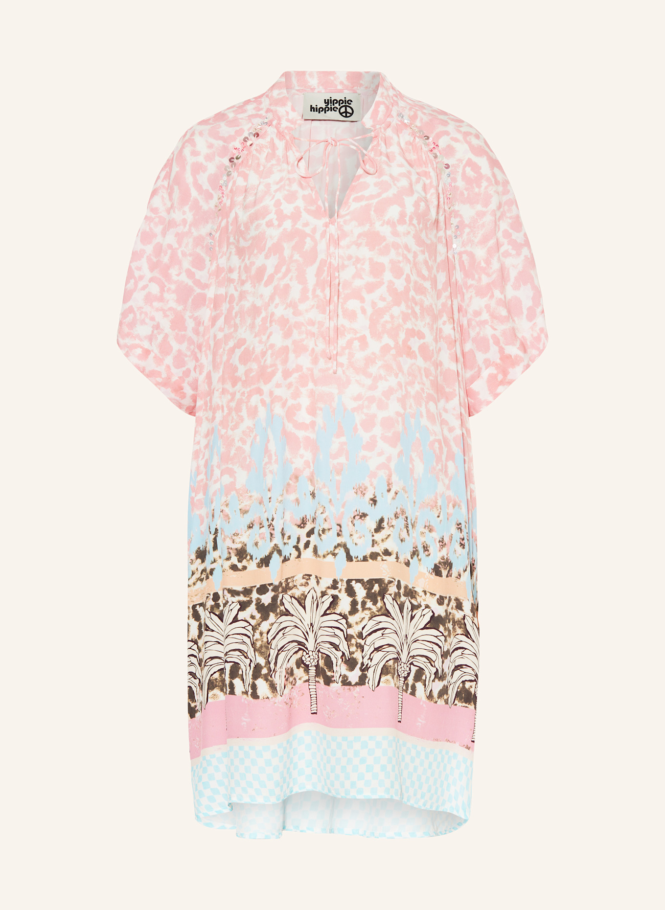 yippie hippie Kleid mit Pailletten: ROSA/ WEISS/ HELLBLAU
