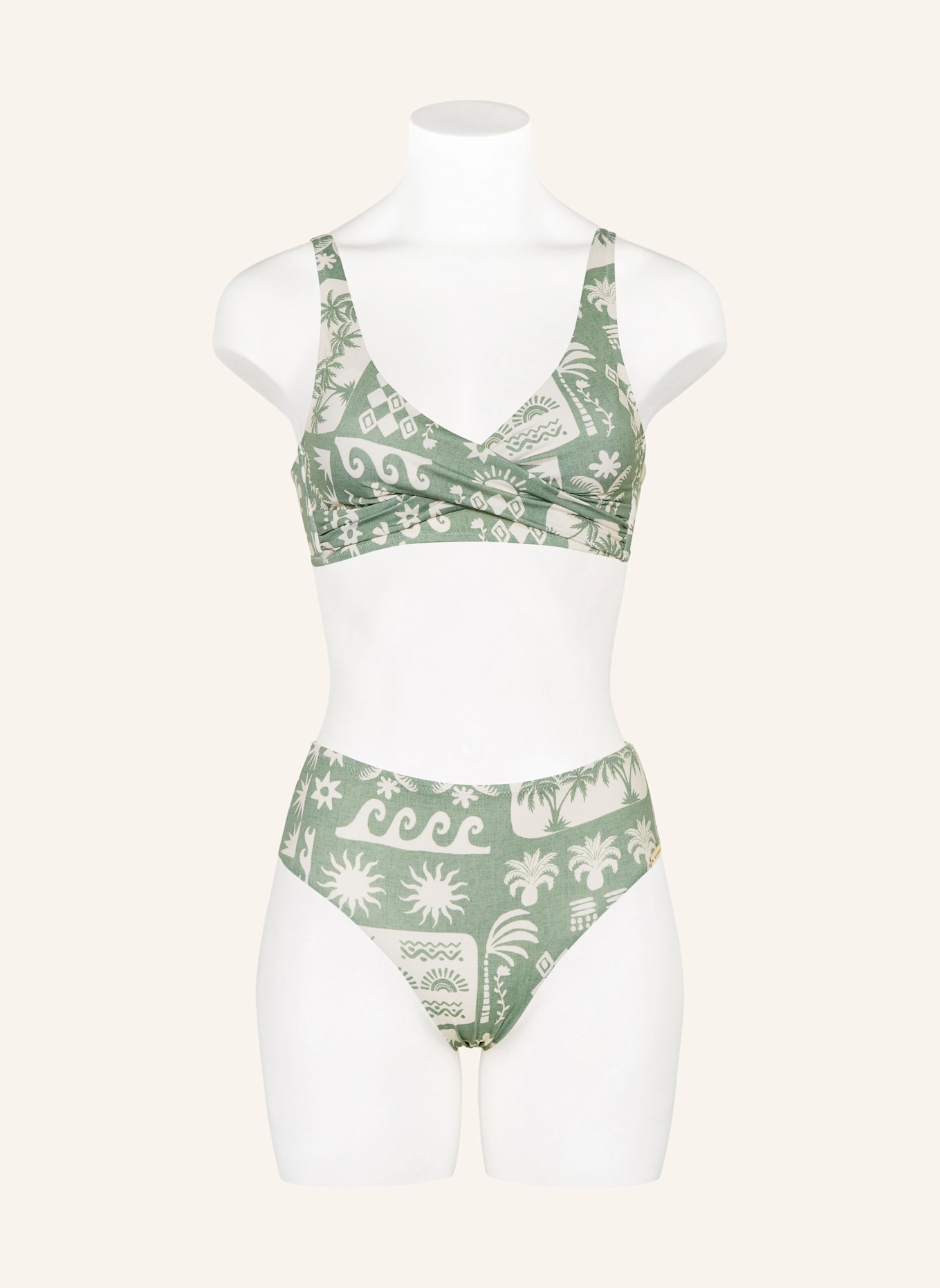 watercult High-Waist-Bikini-Hose RUSTIC MED: HELLGRÜN/ CREME