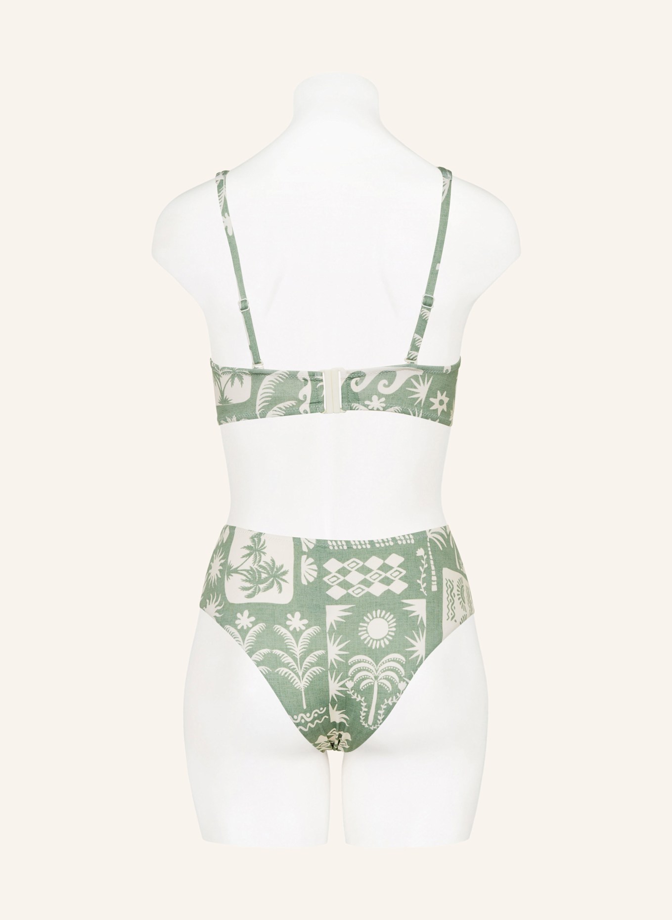 watercult High-Waist-Bikini-Hose RUSTIC MED: HELLGRÜN/ CREME