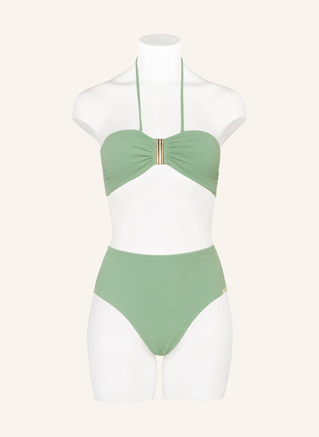 watercult High-Waist-Bikini-Hose SWIM SPARKLE mit Glitzergarn, Farbe: HELLGRÜN (Bild 2)