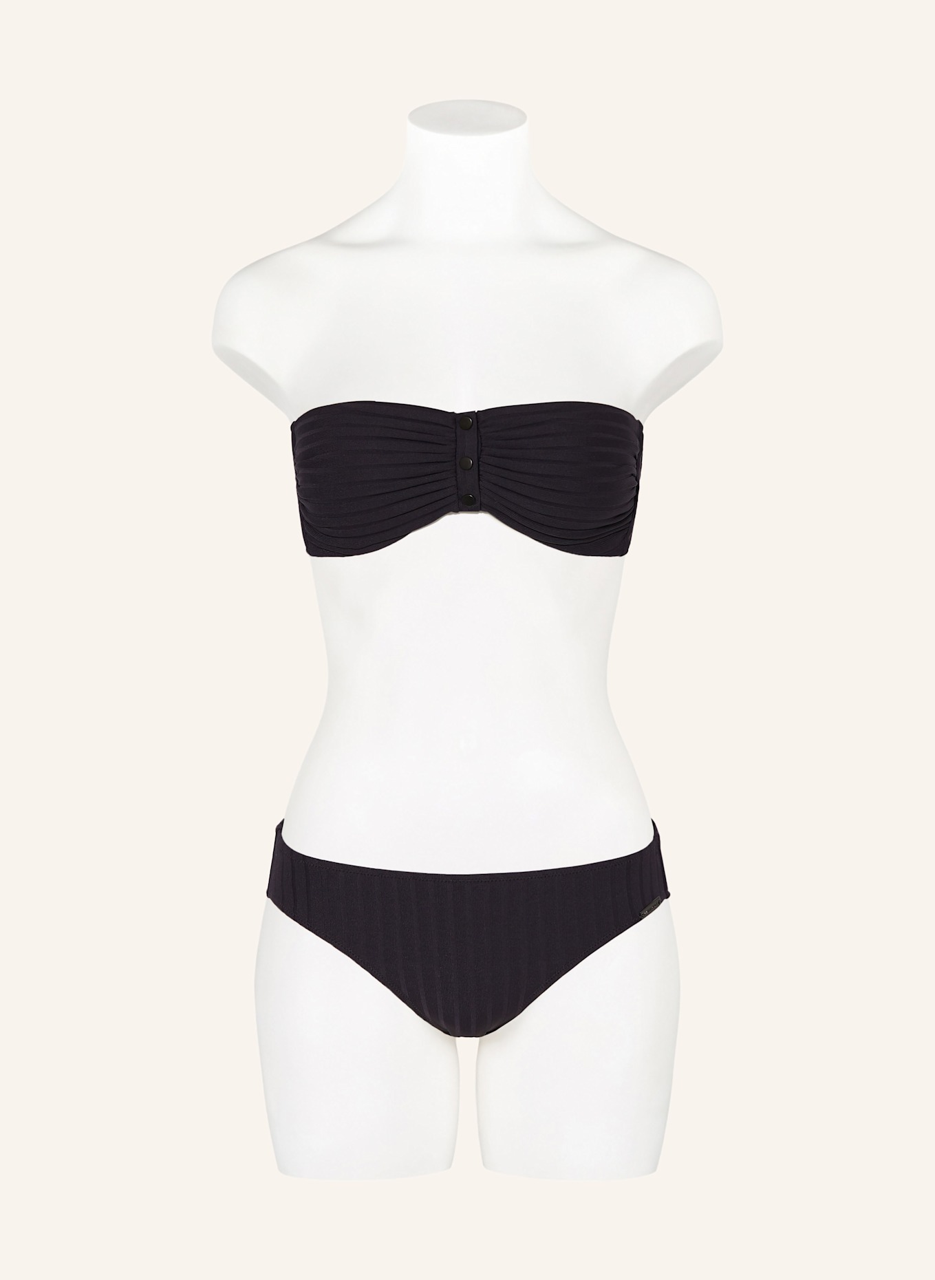 watercult Bandeau-Bikini-Top HENLEY RIB: SCHWARZ