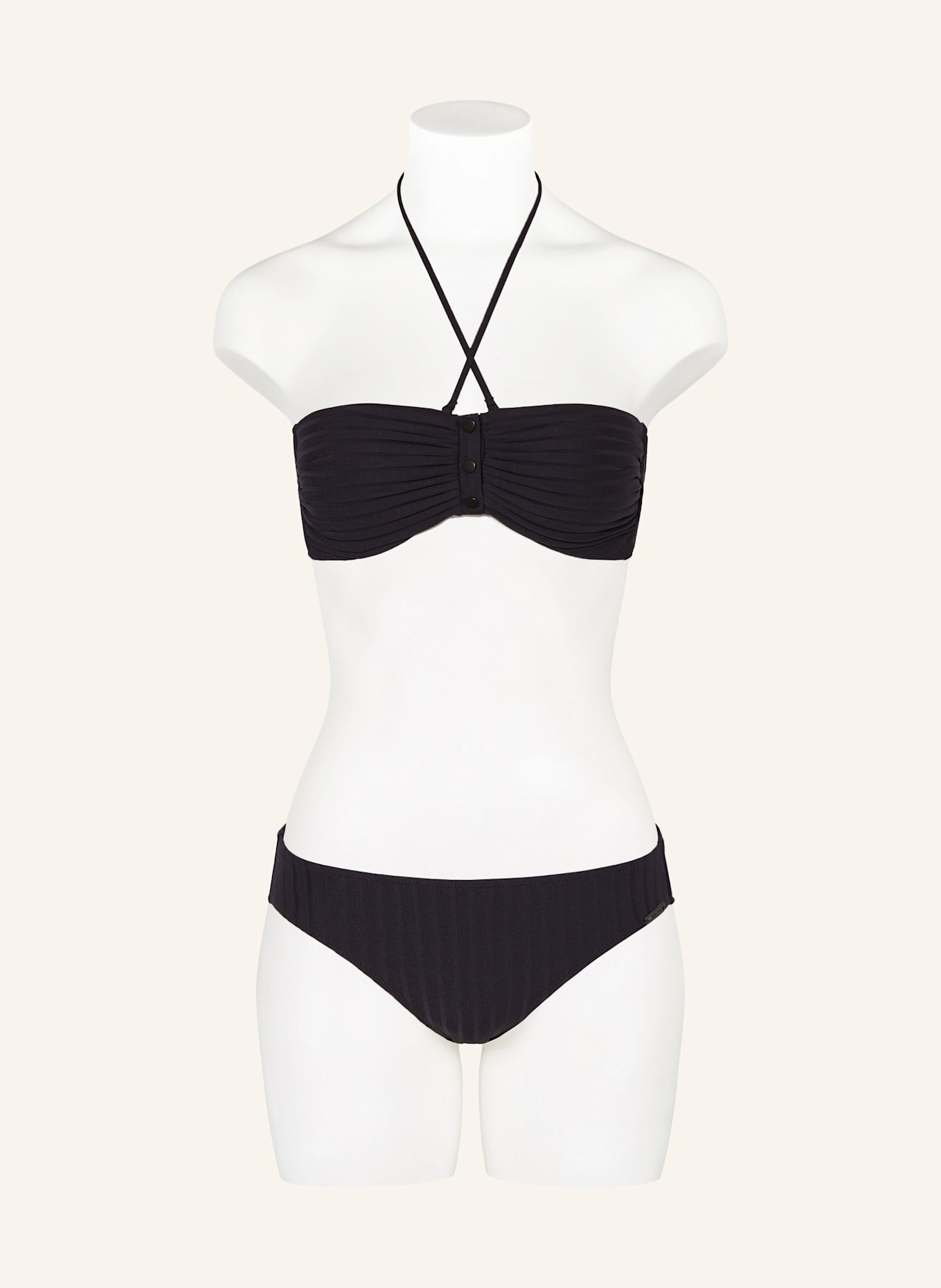 watercult Bandeau-Bikini-Top HENLEY RIB: SCHWARZ
